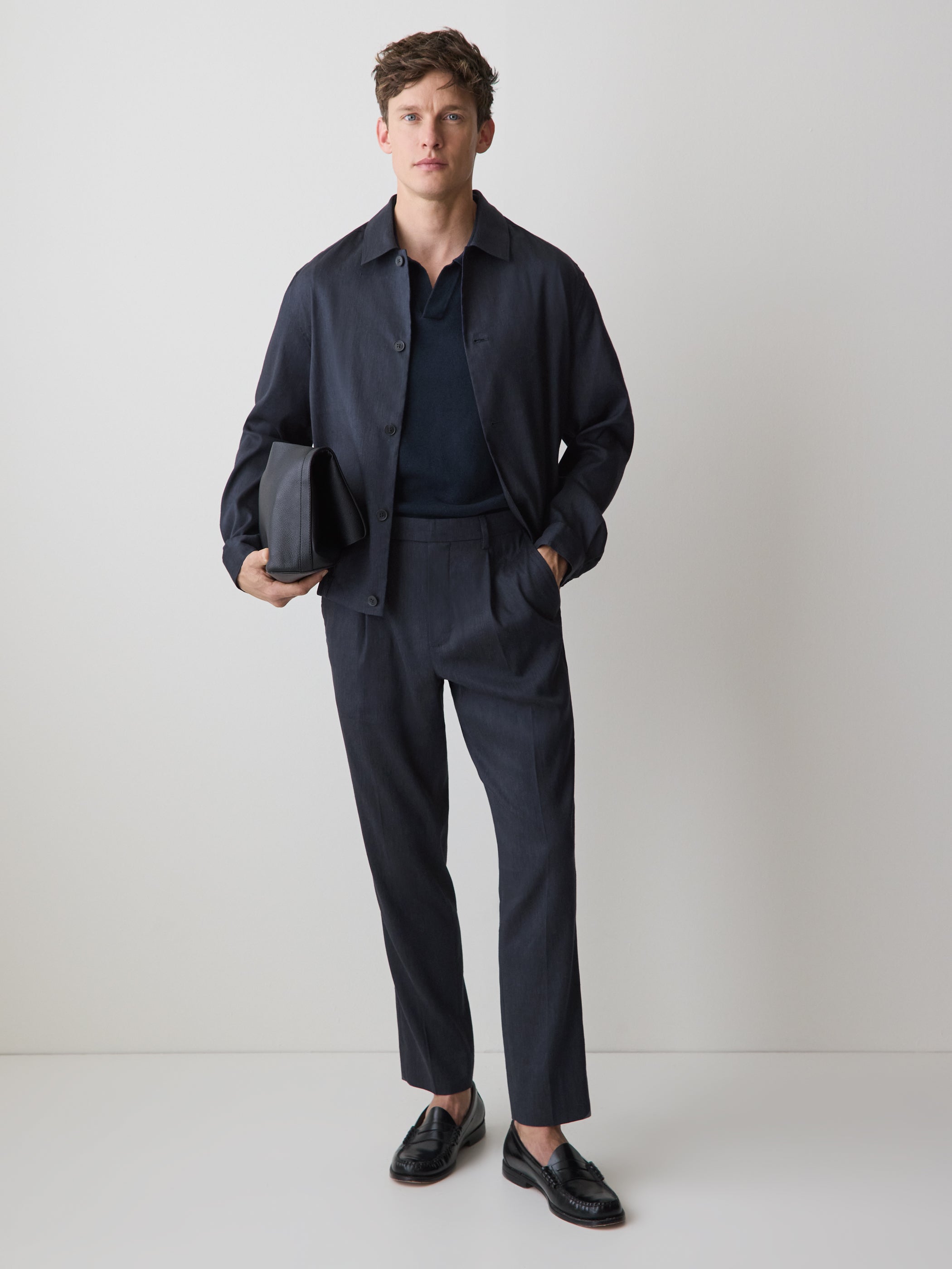RW&CO Linen-Blend Short-Sleeve Polo