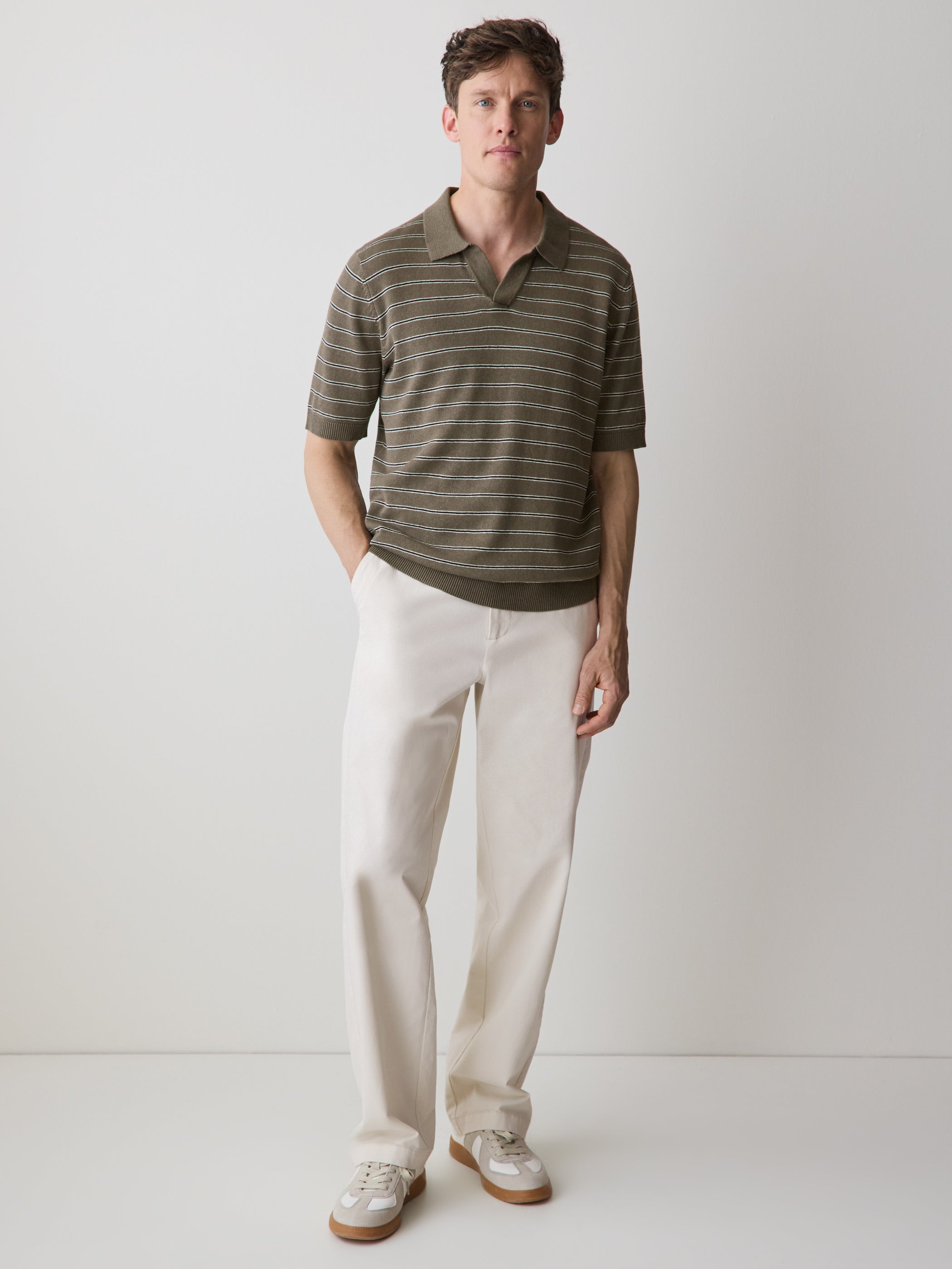 RW&CO Linen-Blend Short-Sleeve Polo