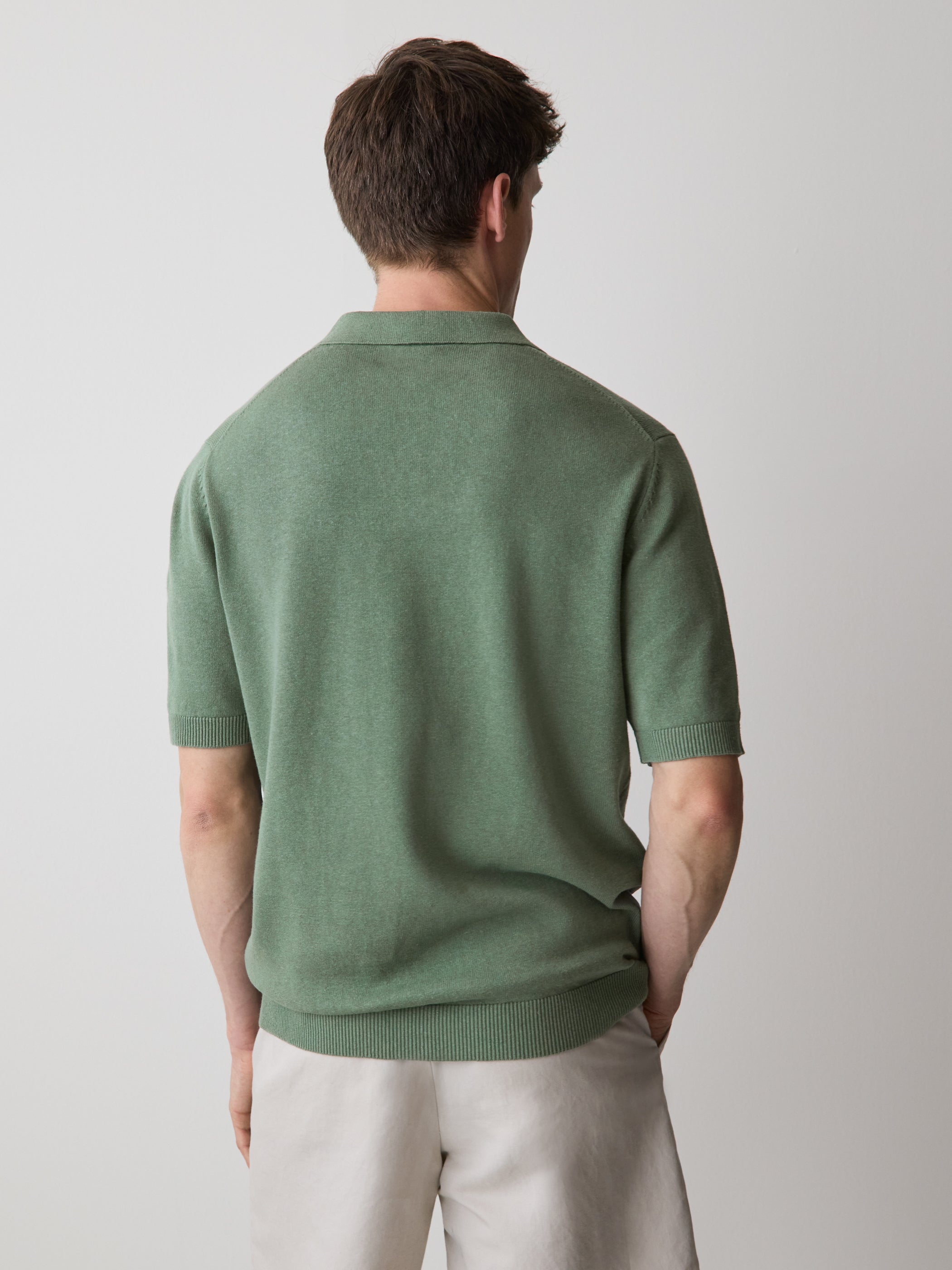 RW&CO Linen-Blend Short-Sleeve Polo