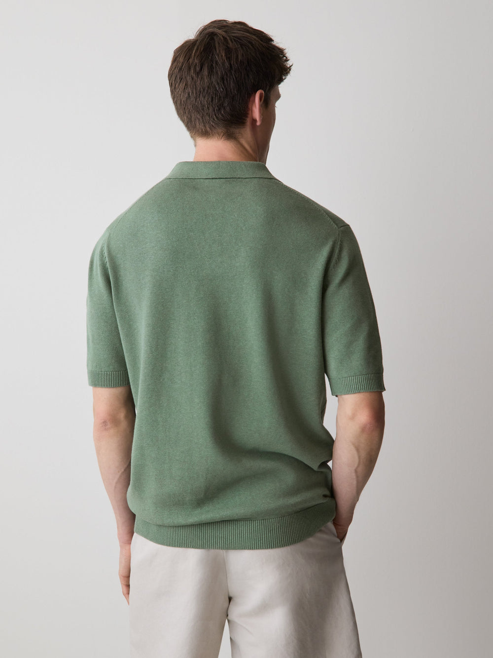 RW&CO Linen-Blend Short-Sleeve Polo