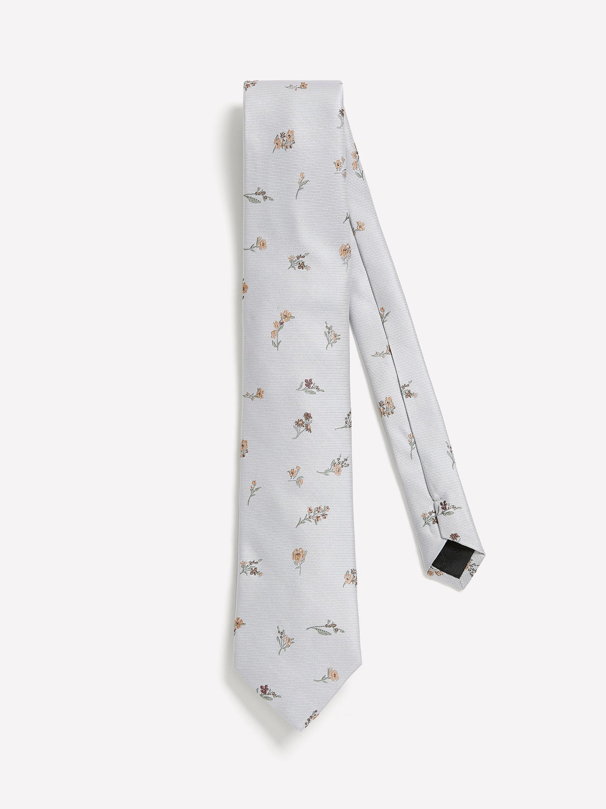 RW&CO Grey Regular Tie with Floral Pattern