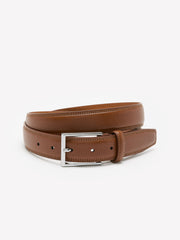 RW&CO Double-Stitched Leather Belt with Square Buckle