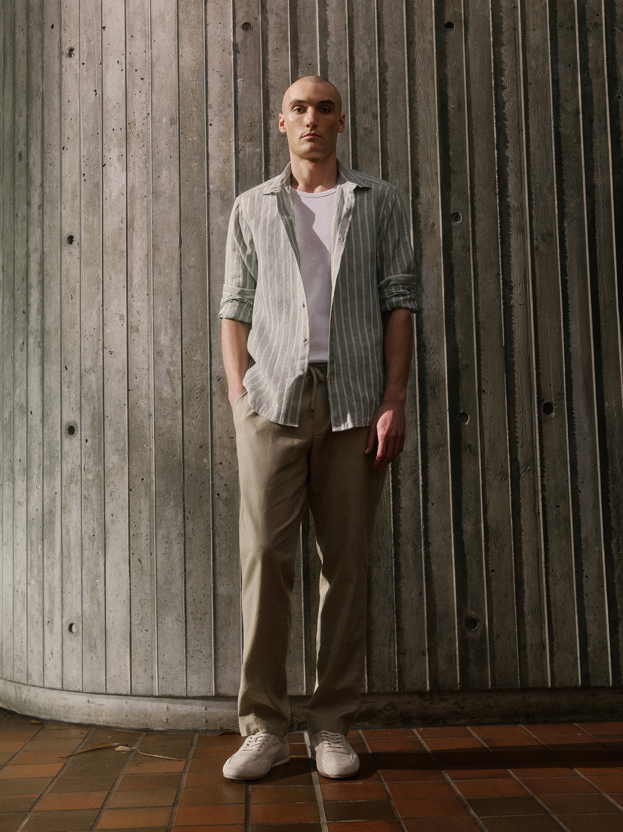 RW&CO Striped Long-Sleeve Linen Shirt