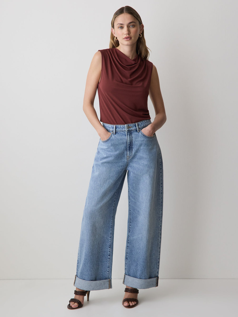 RW&CO Sleeveless Top with Cowl Neckline