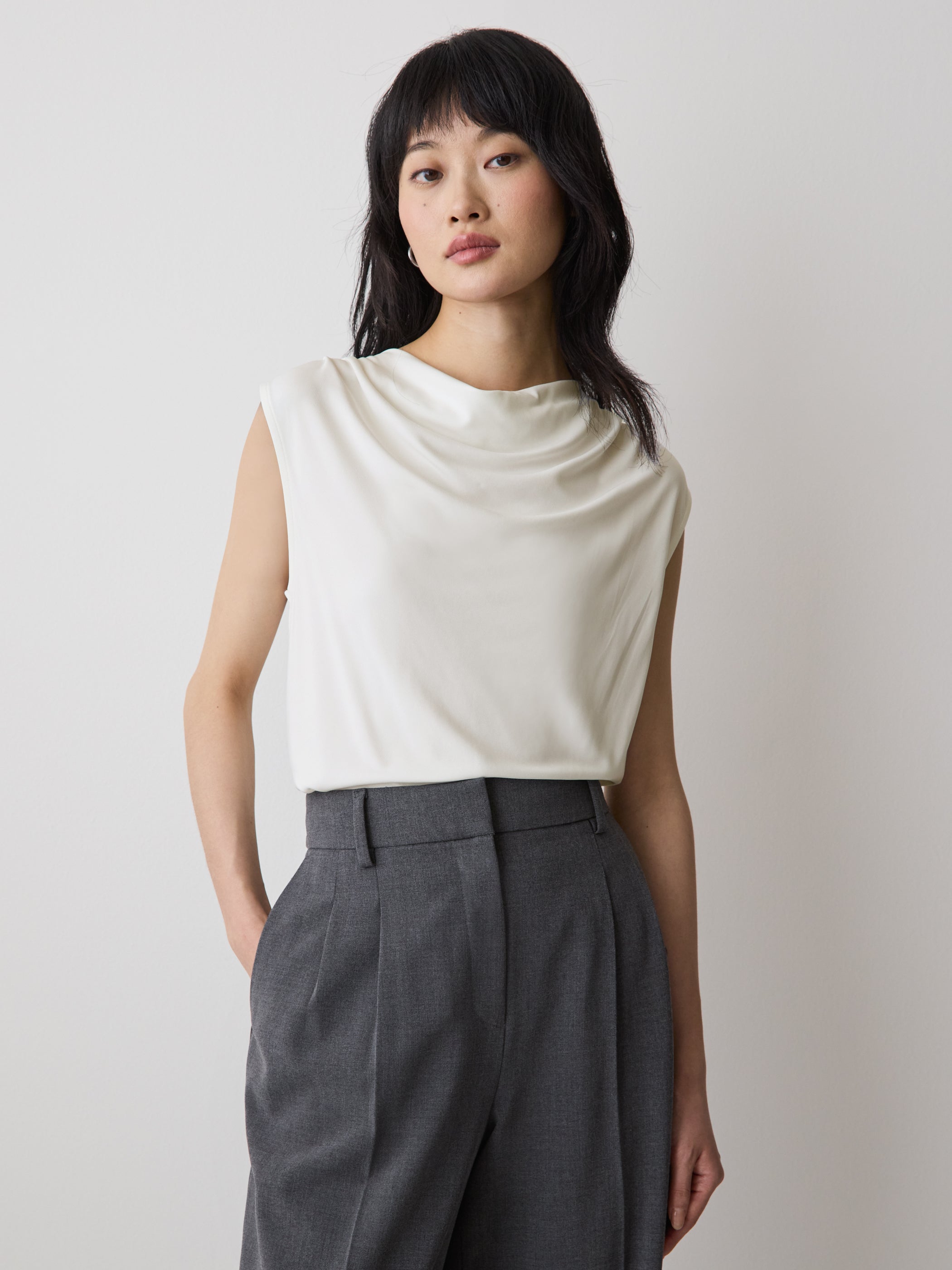 RW&CO Sleeveless Top with Cowl Neckline