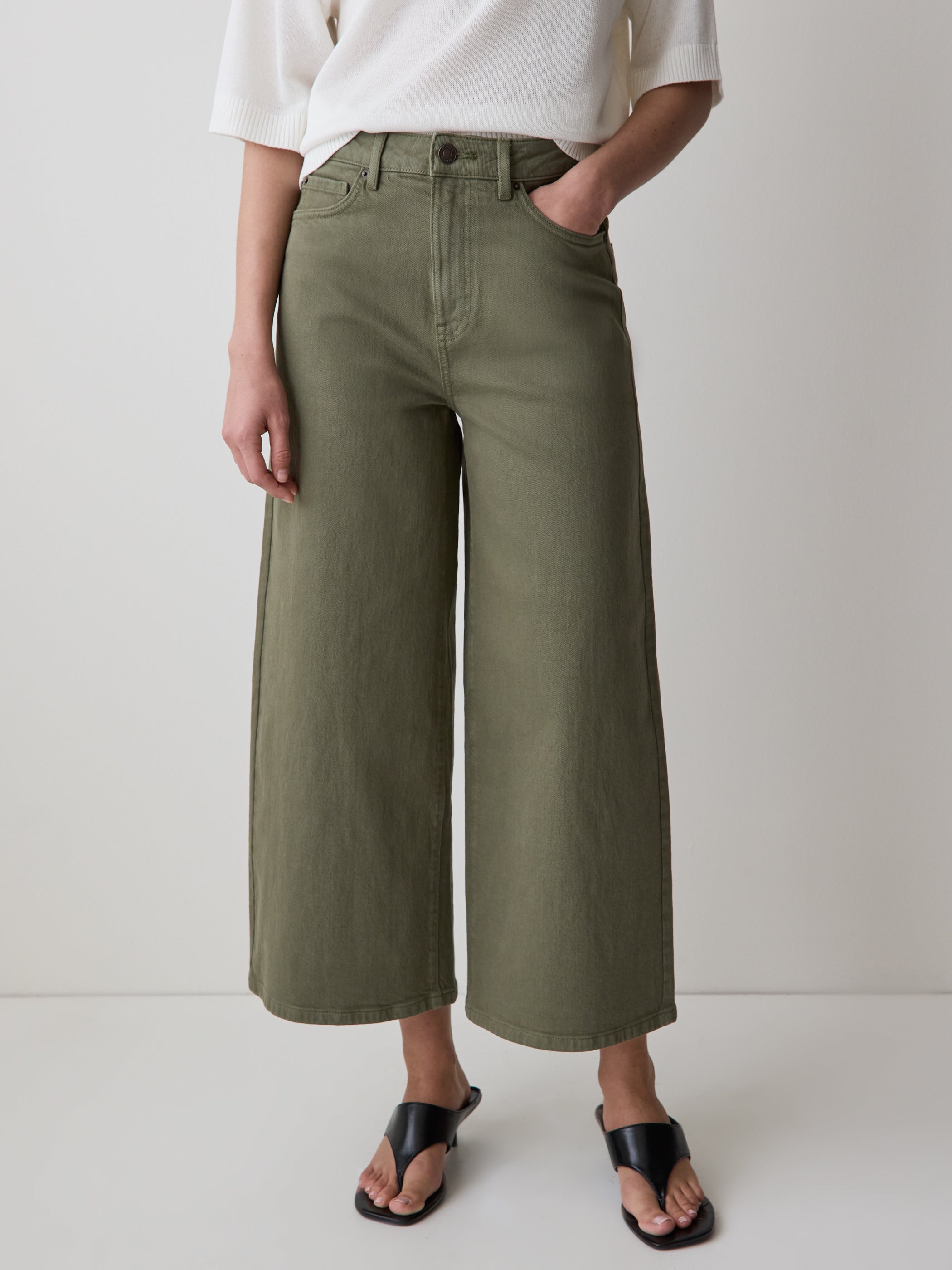 RW&CO High-Rise Wide-Leg Cropped Jeans
