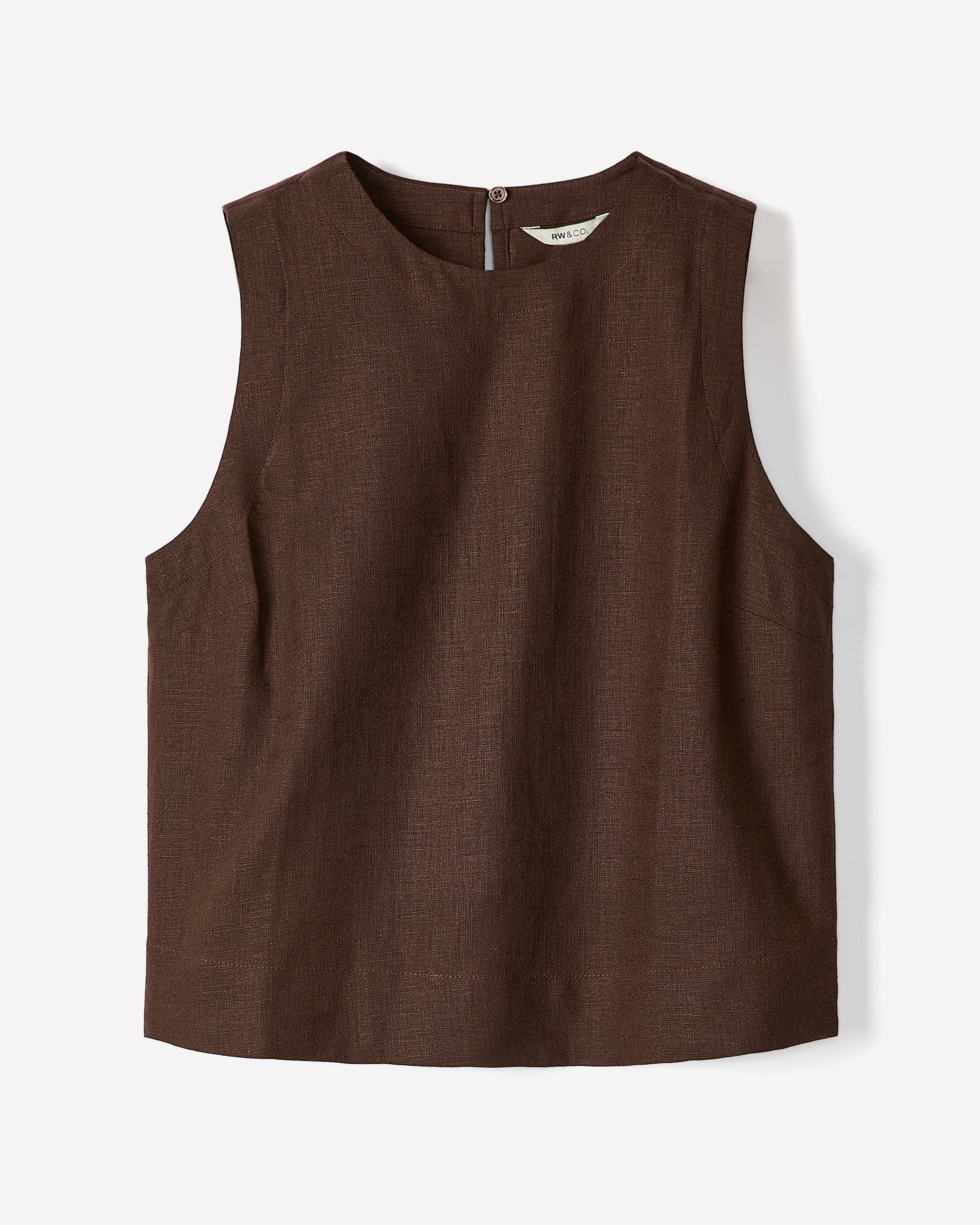 RW&CO Sleeveless Crew-Neck Linen-Blend Blouse