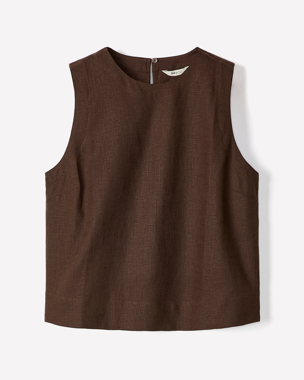 RW&CO Sleeveless Crew-Neck Linen-Blend Blouse