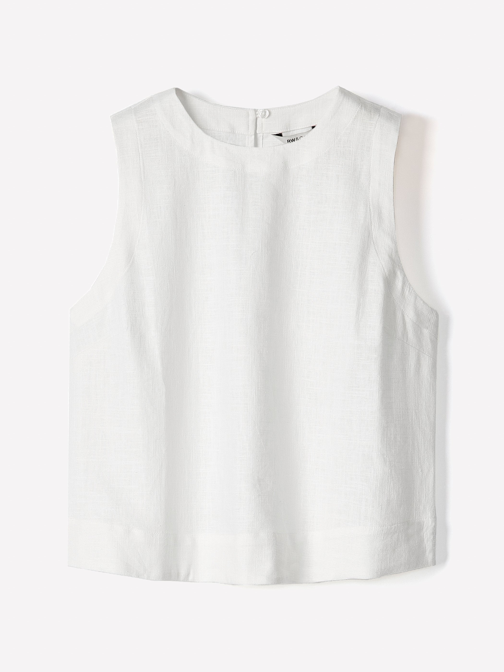 RW&CO Sleeveless Crew-Neck Linen-Blend Blouse