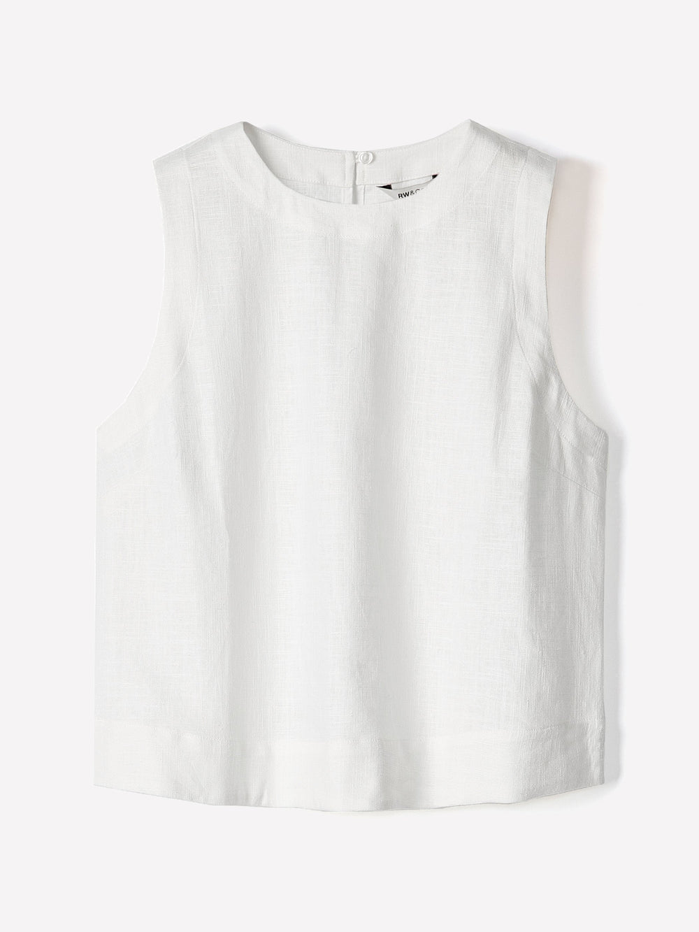 RW&CO Sleeveless Crew-Neck Linen-Blend Blouse