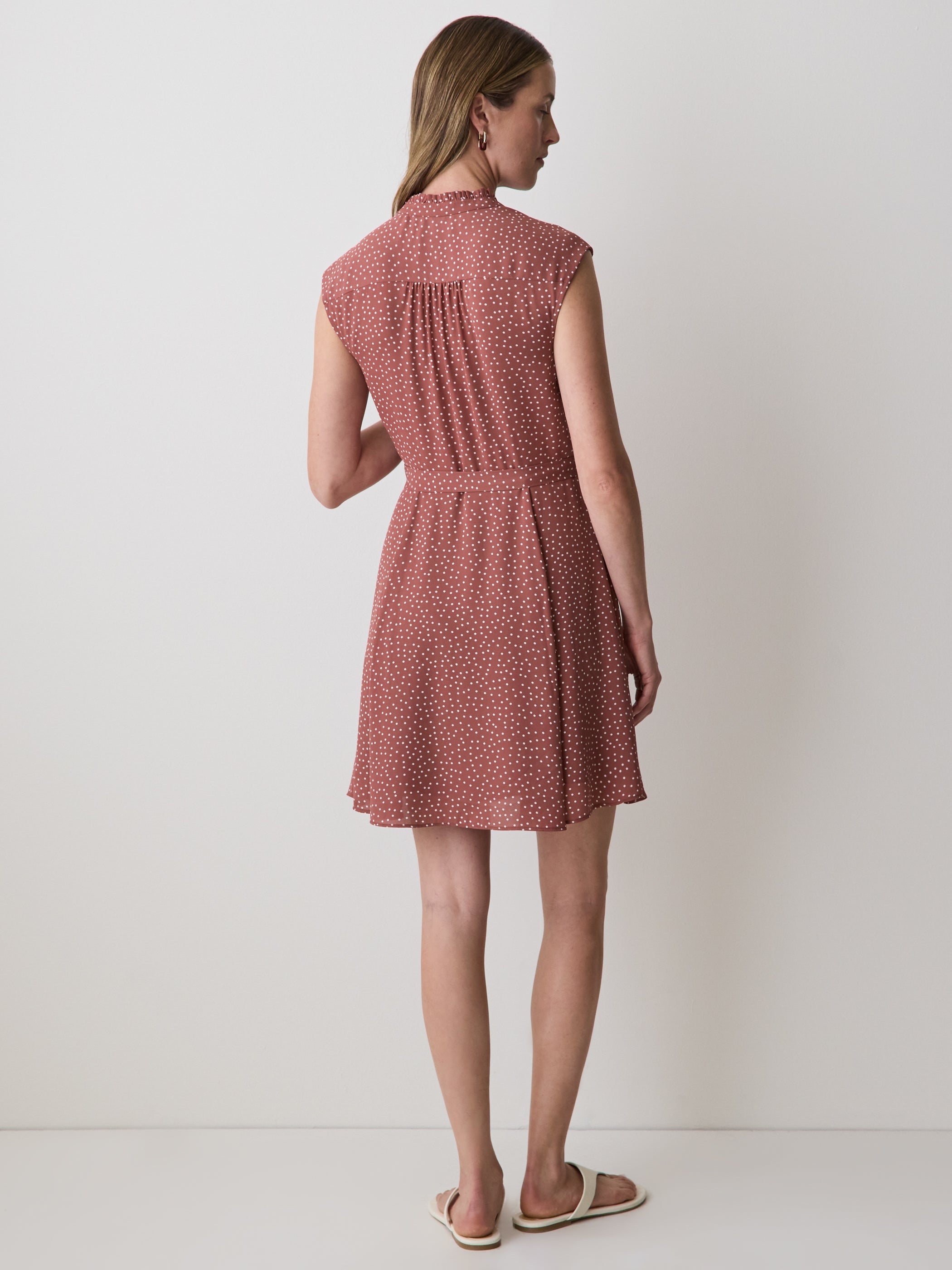 RW&CO Sleeveless Mock-Neck Buttoned-Down Mini Dress