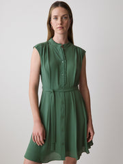 RW&CO Sleeveless Mock-Neck Buttoned-Down Mini Dress