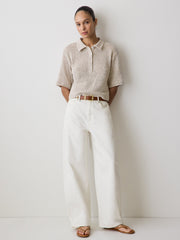 RW&CO Elbow-Sleeve Relaxed-Fit Polo Top
