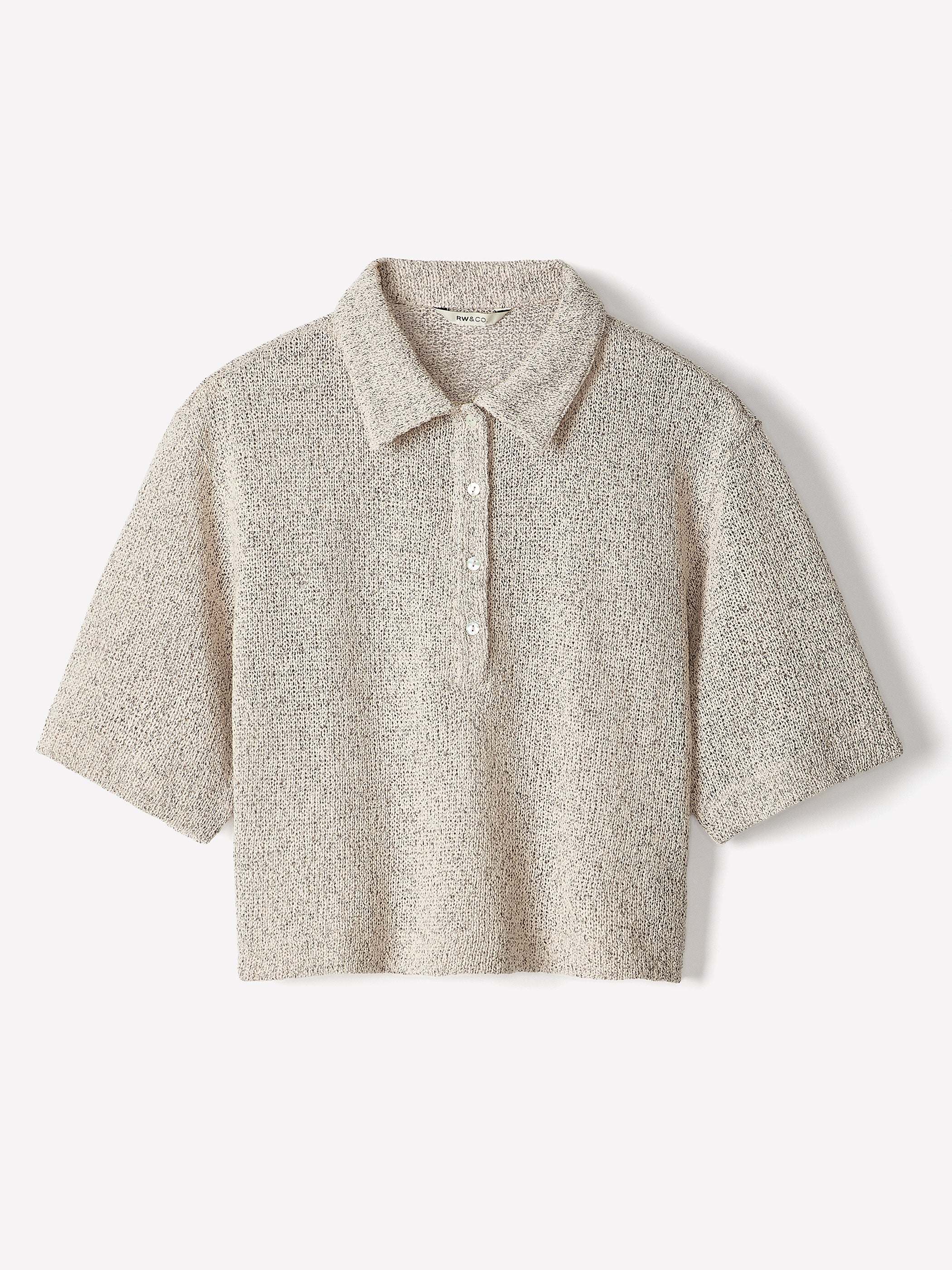 RW&CO Elbow-Sleeve Relaxed-Fit Polo Top