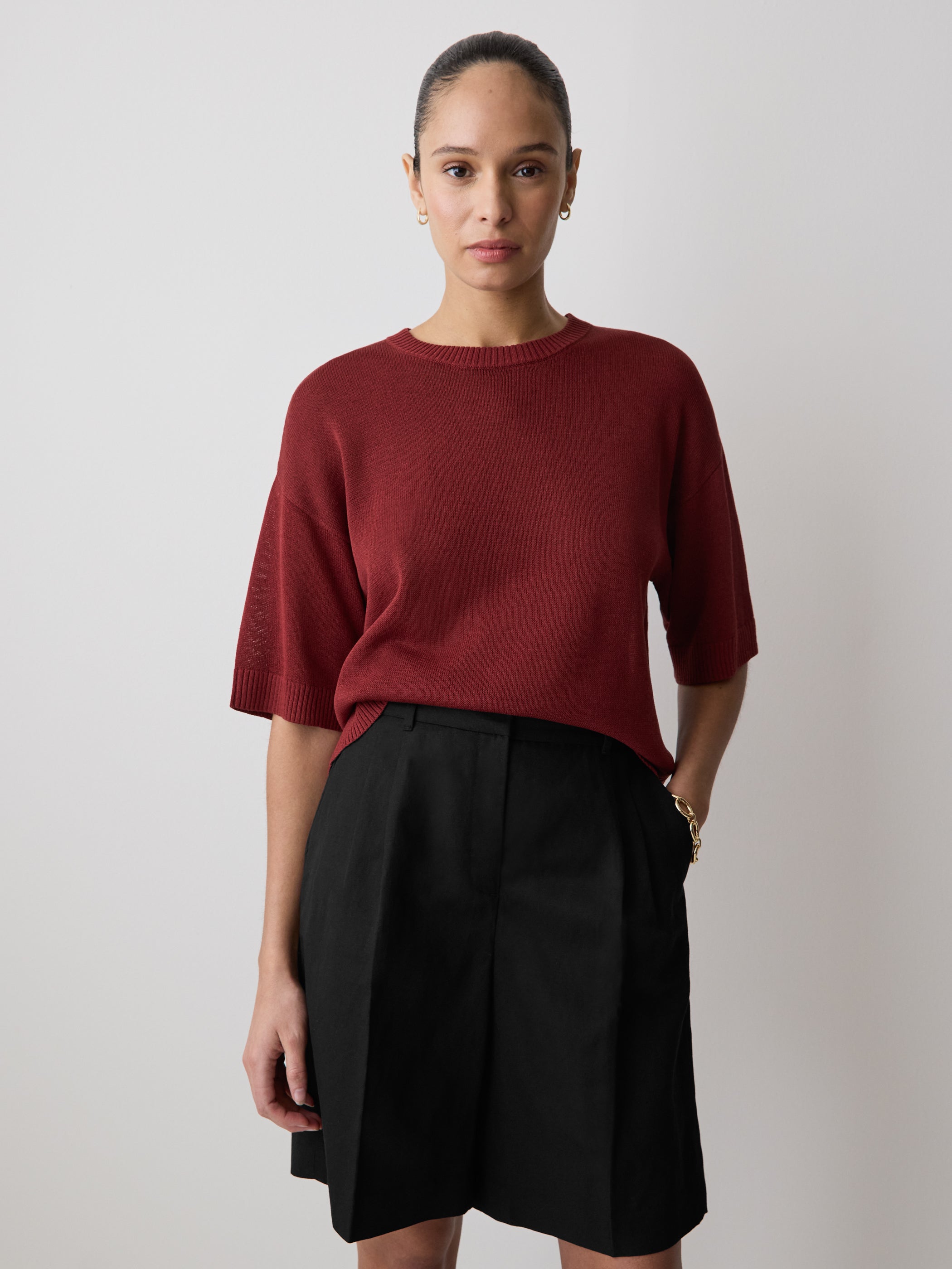 RW&CO Short-Sleeve Crew-Neck Boxy Sweater