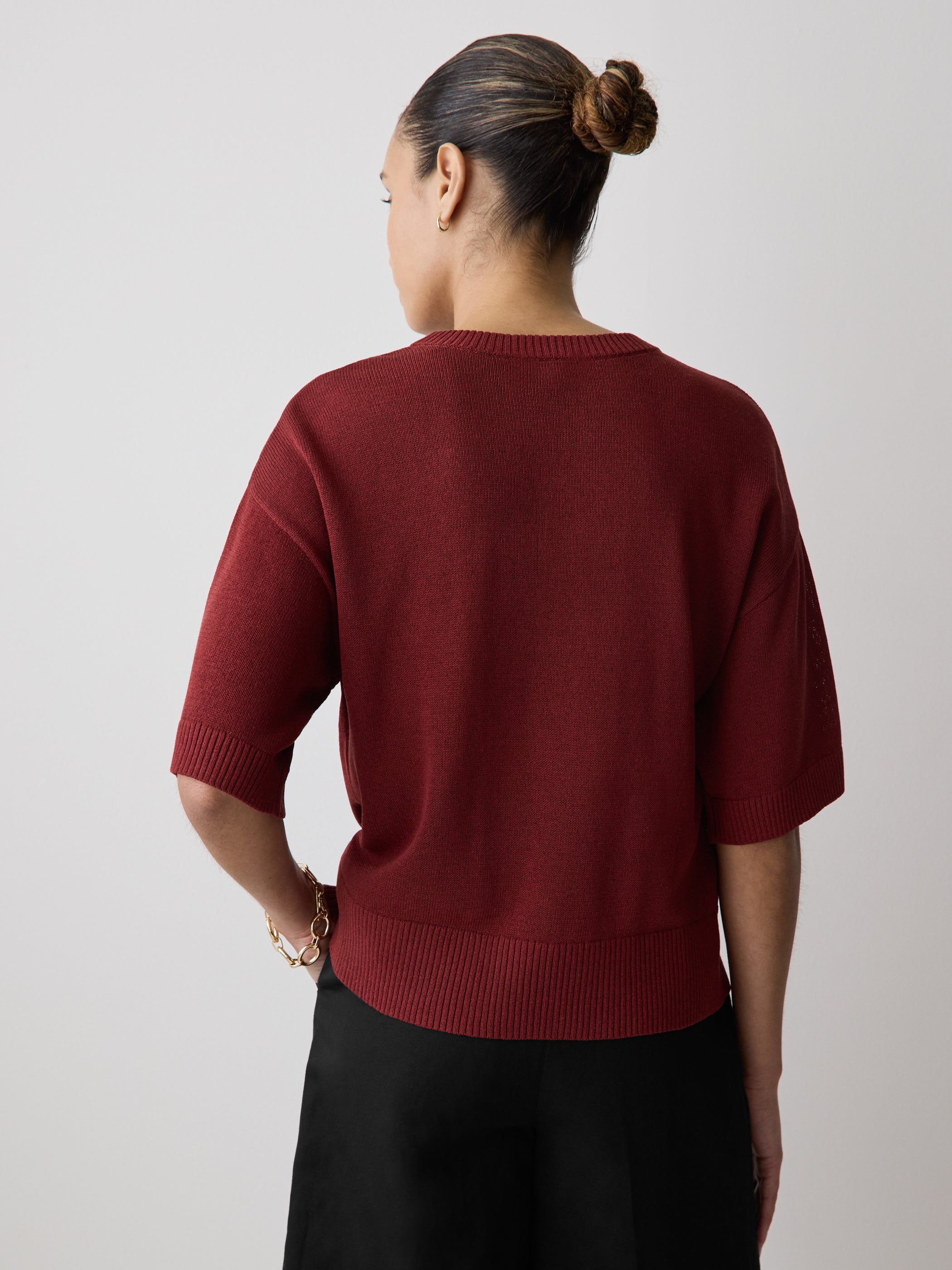 RW&CO Short-Sleeve Crew-Neck Boxy Sweater
