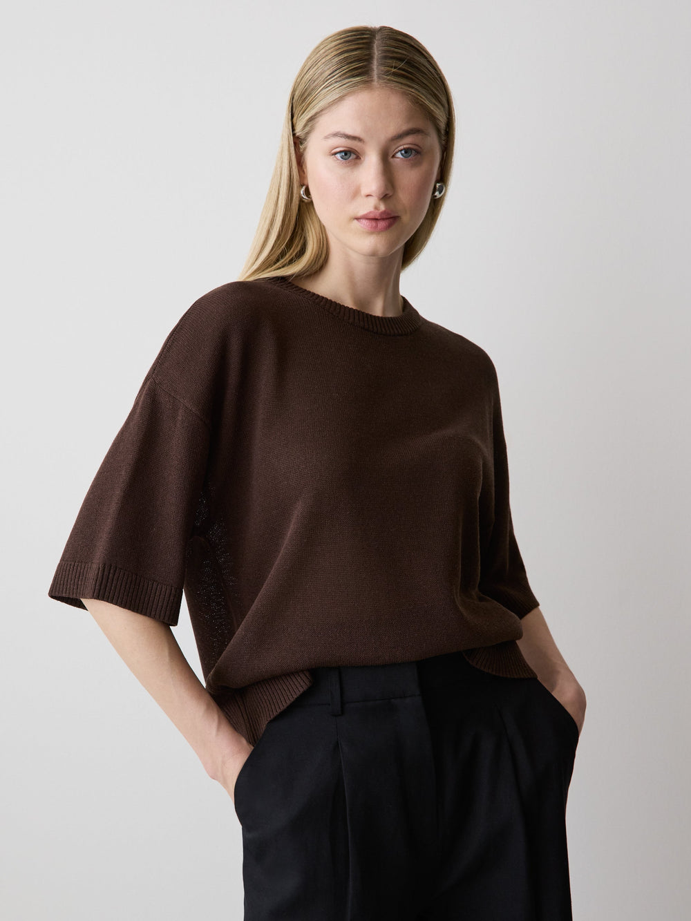 RW&CO Short-Sleeve Crew-Neck Boxy Sweater