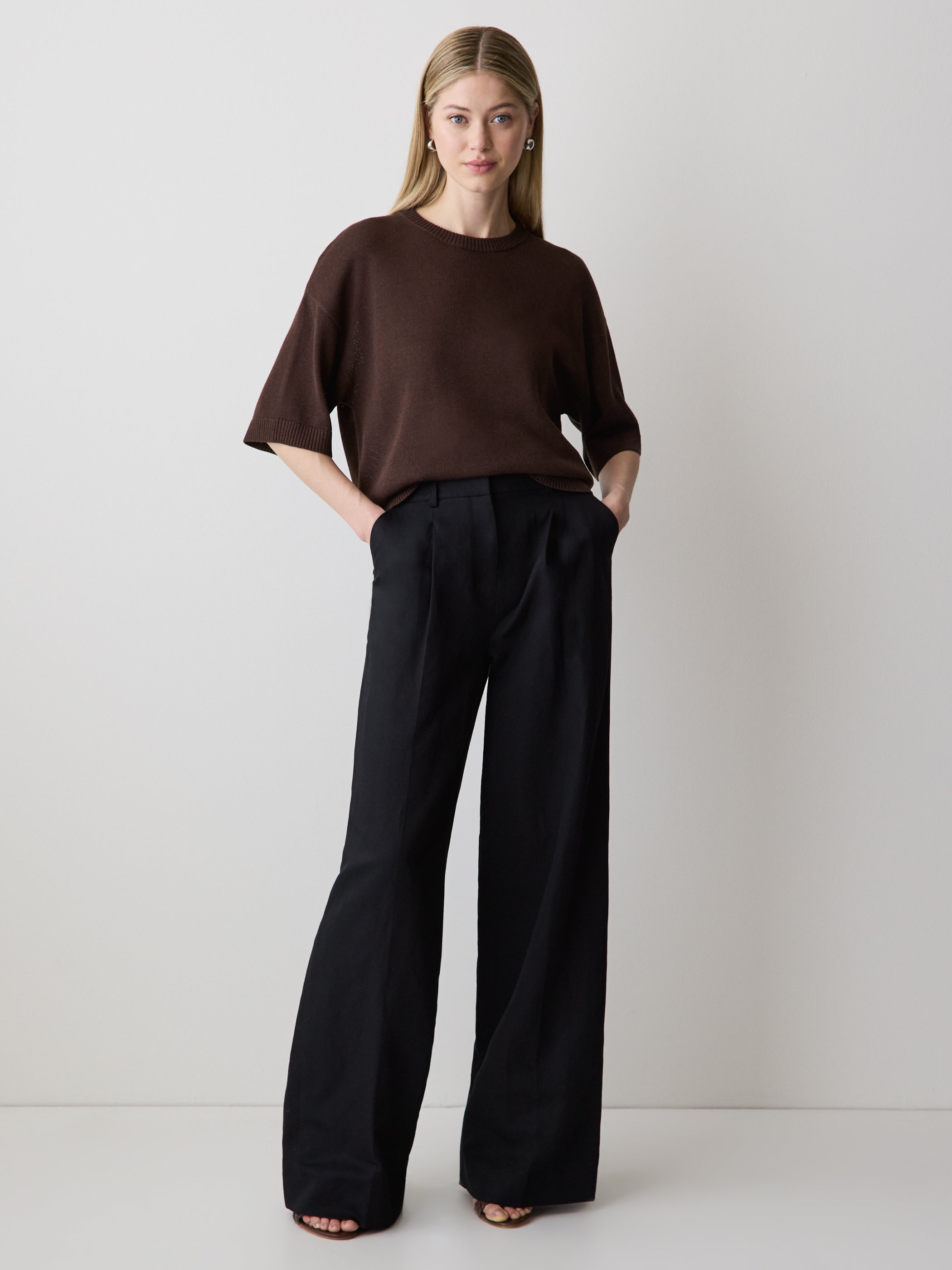 RW&CO Short-Sleeve Crew-Neck Boxy Sweater