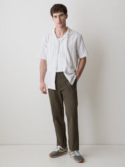 RW&CO Striped Short-Sleeve Textured Shirt with Camp Collar