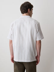 RW&CO Striped Short-Sleeve Textured Shirt with Camp Collar