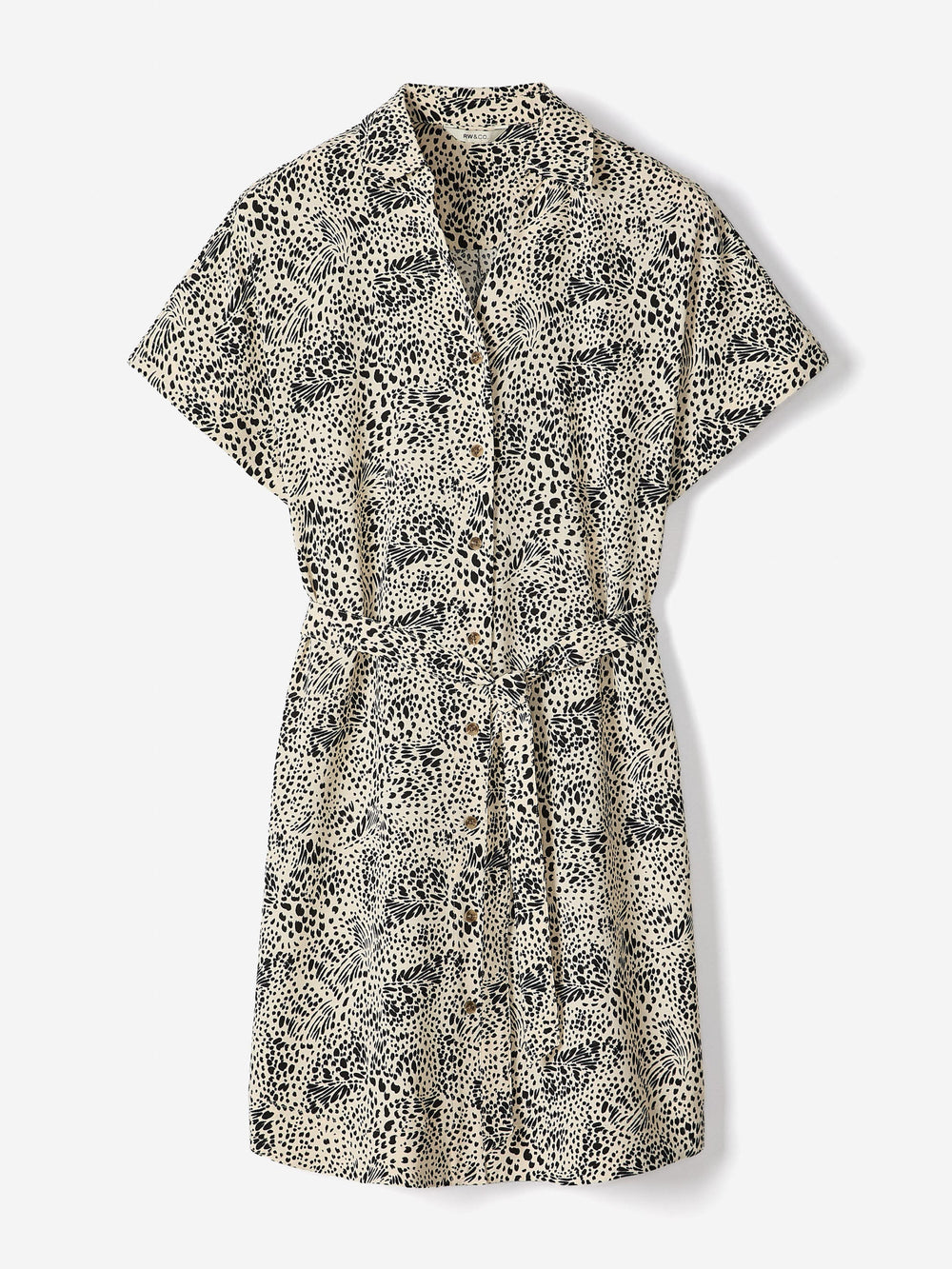 RW&CO Short-Sleeve Buttoned-Down Midi Dress with Shirt Collar