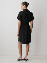 RW&CO Short-Sleeve Buttoned-Down Midi Dress with Shirt Collar