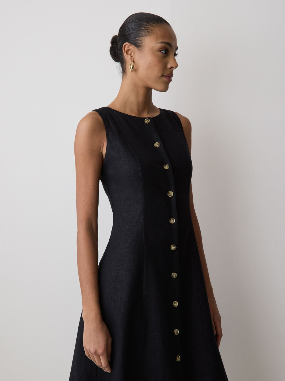 RW&CO Sleeveless Crew-Neck Linen-Blend Midi Dress