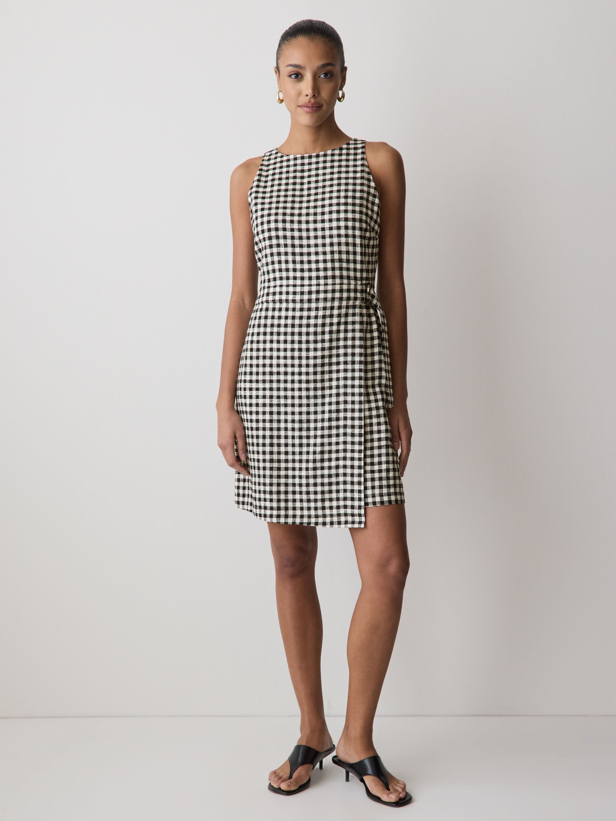 RW&CO Sleeveless Boat-Neck Linen-Blend Midi Dress