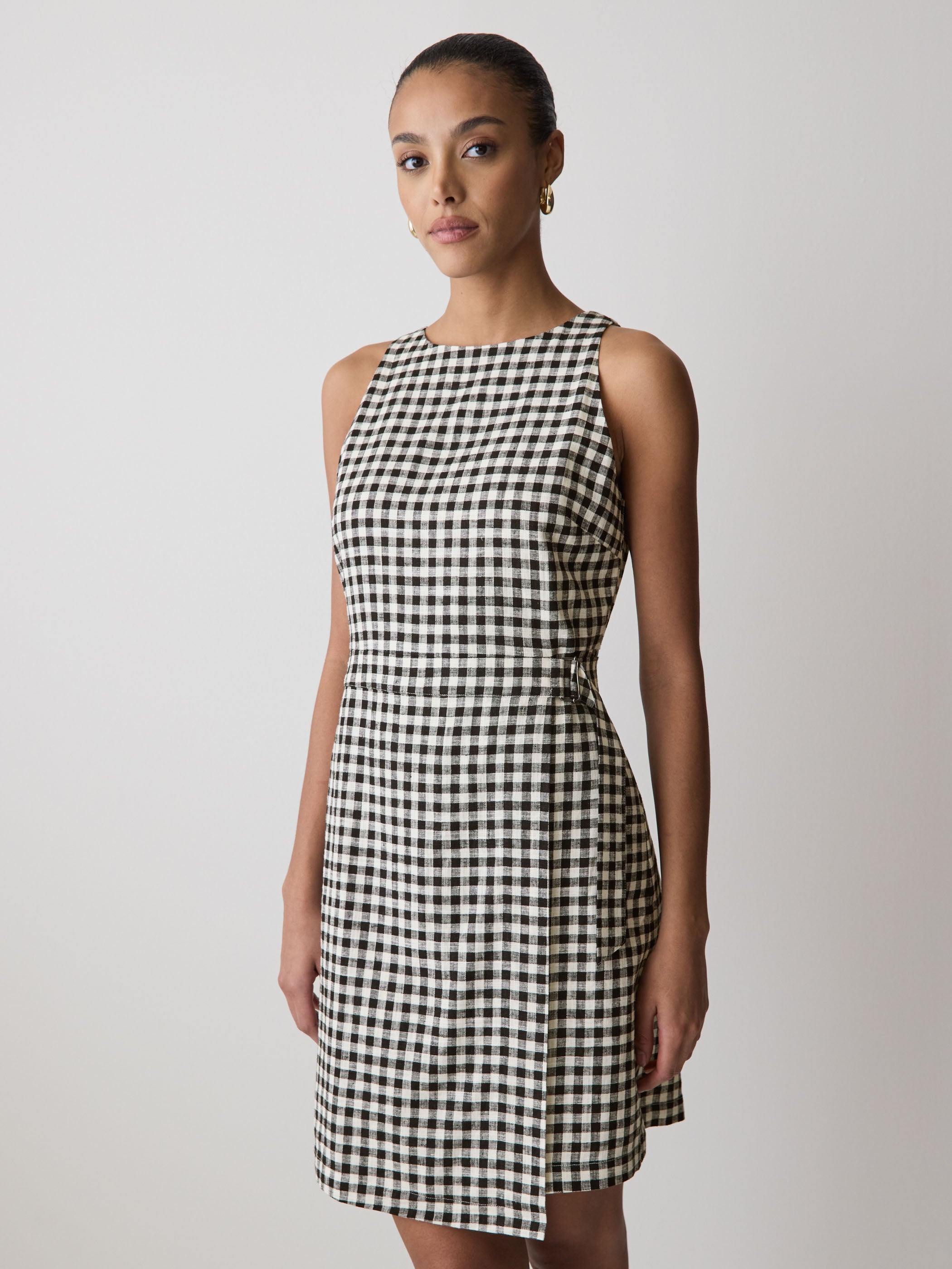 RW&CO Sleeveless Boat-Neck Linen-Blend Midi Dress