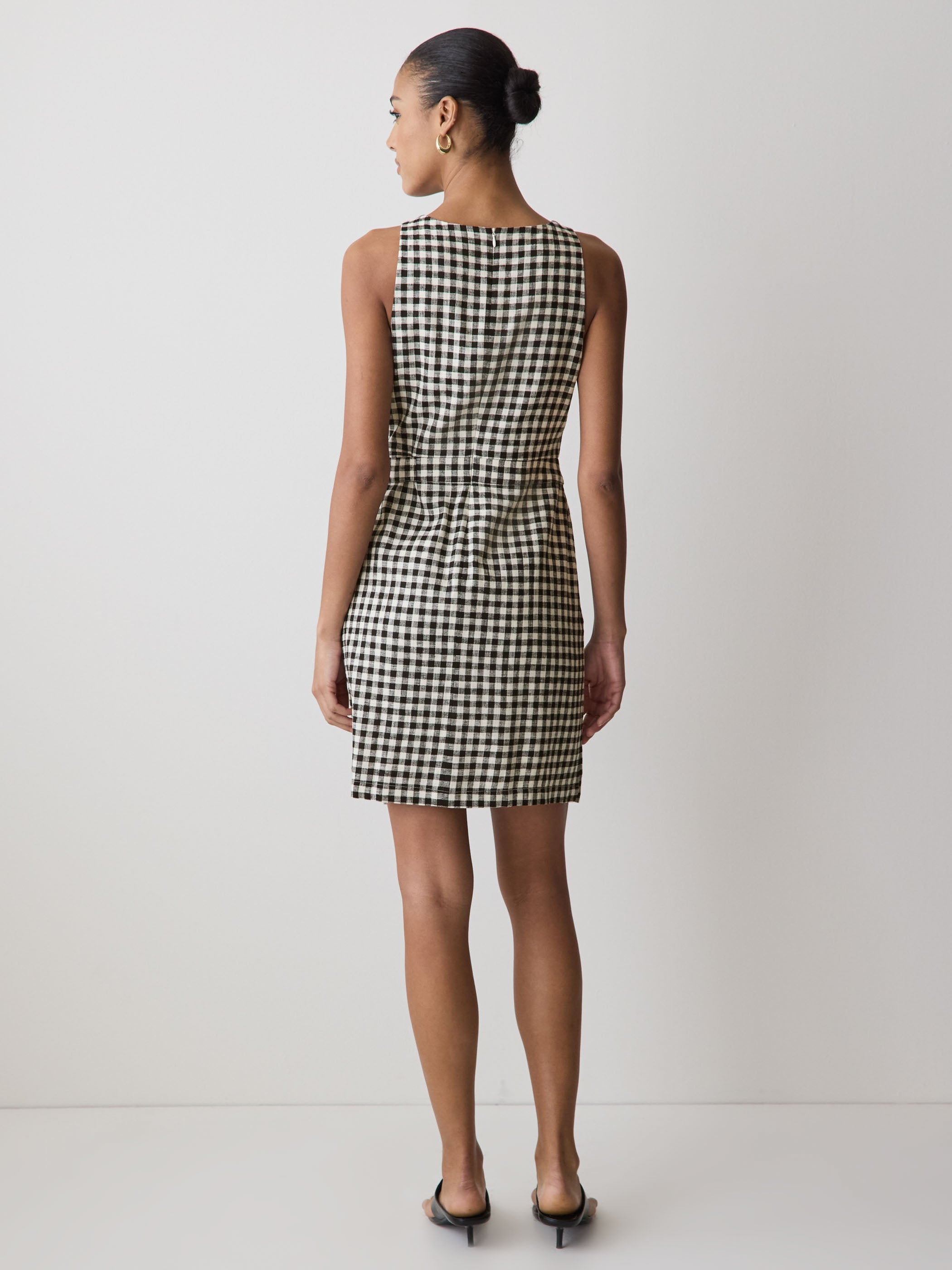 RW&CO Sleeveless Boat-Neck Linen-Blend Midi Dress