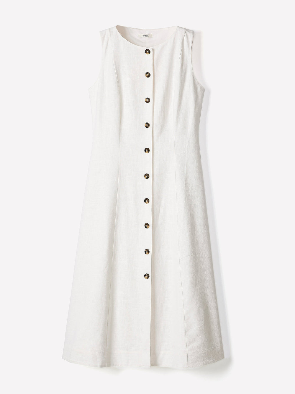 RW&CO Sleeveless Crew-Neck Linen-Blend Midi Dress