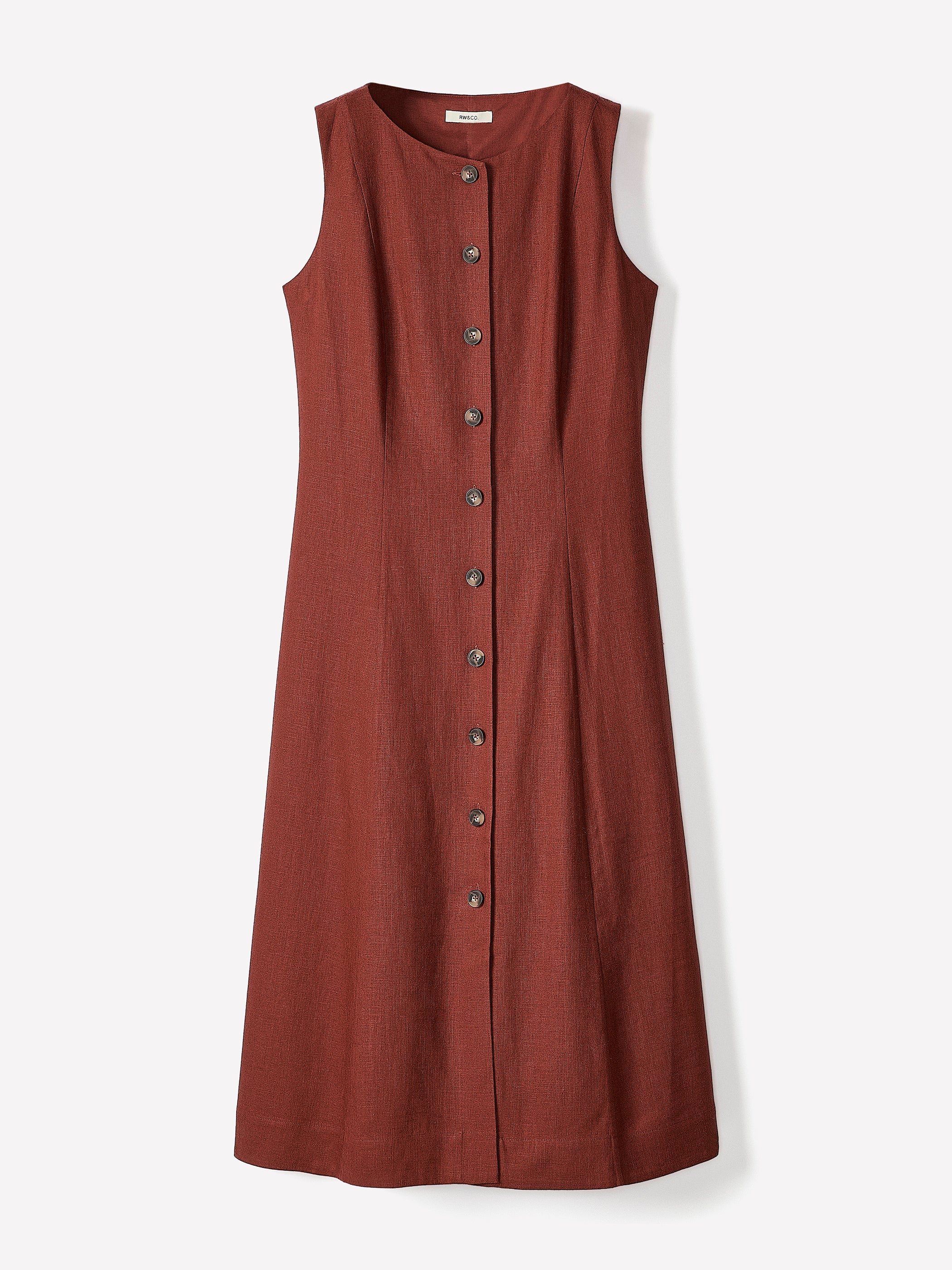 RW&CO Sleeveless Crew-Neck Linen-Blend Midi Dress