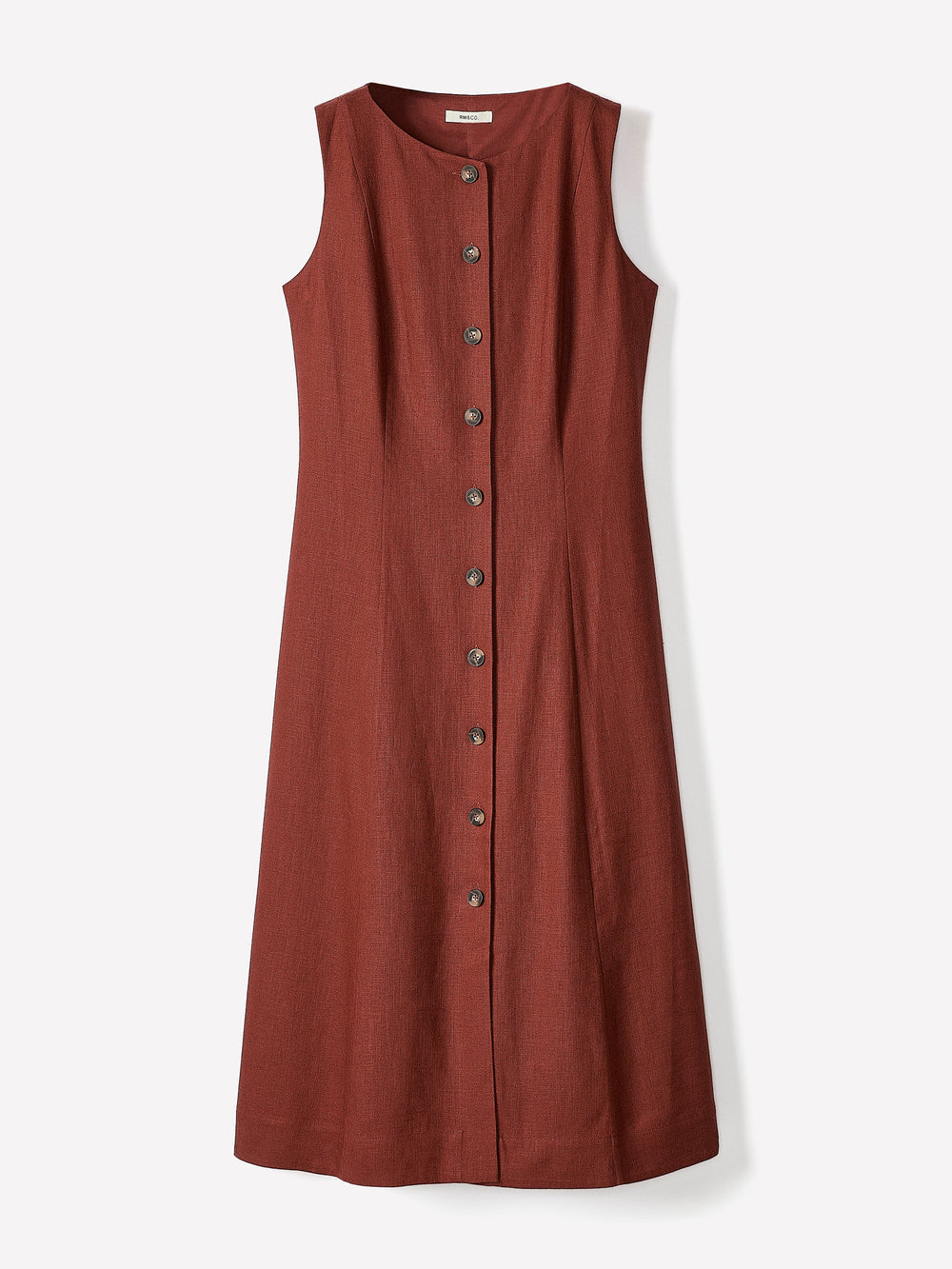 RW&CO Sleeveless Crew-Neck Linen-Blend Midi Dress