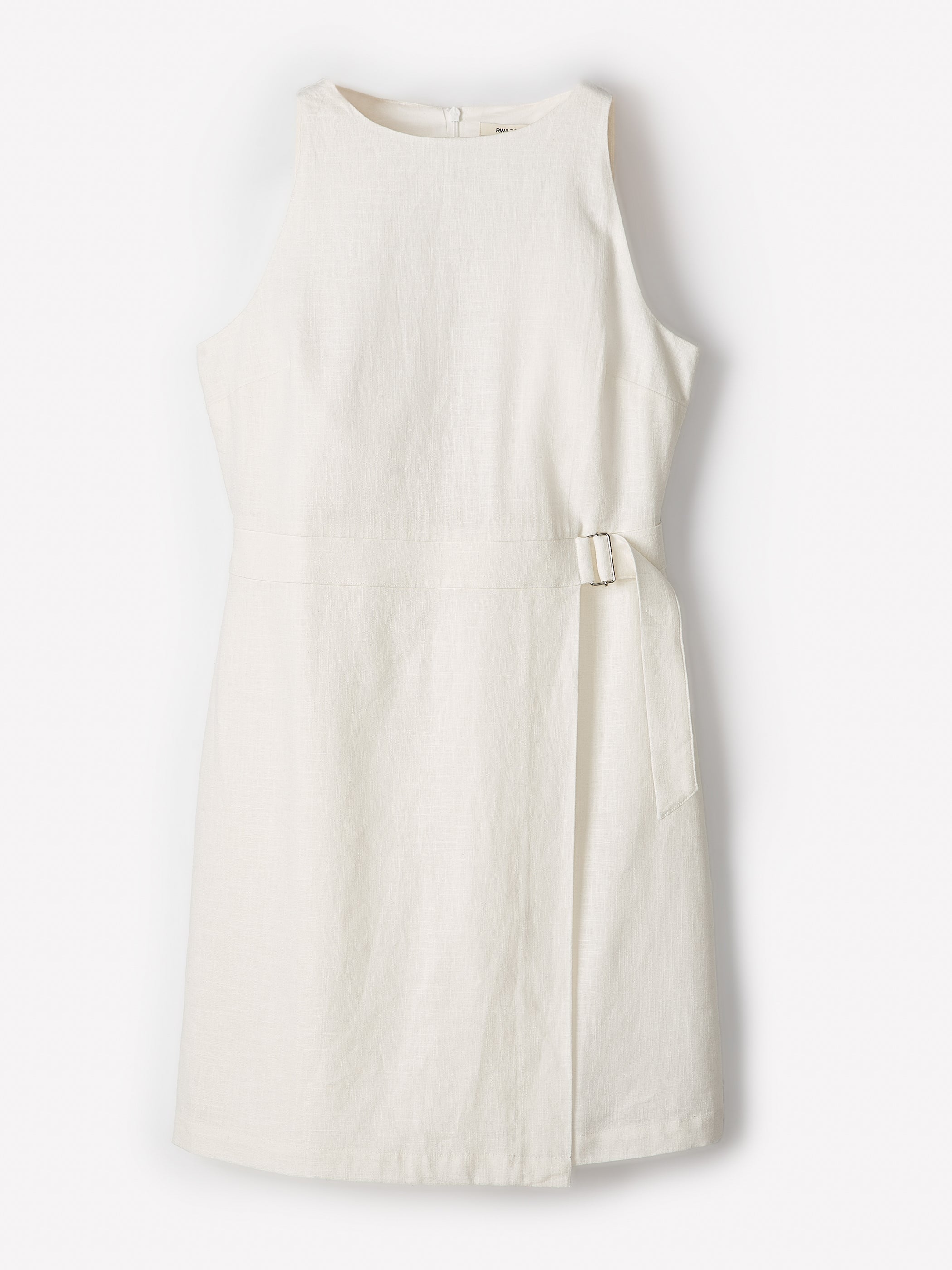 RW&CO Sleeveless Boat-Neck Linen-Blend Midi Dress
