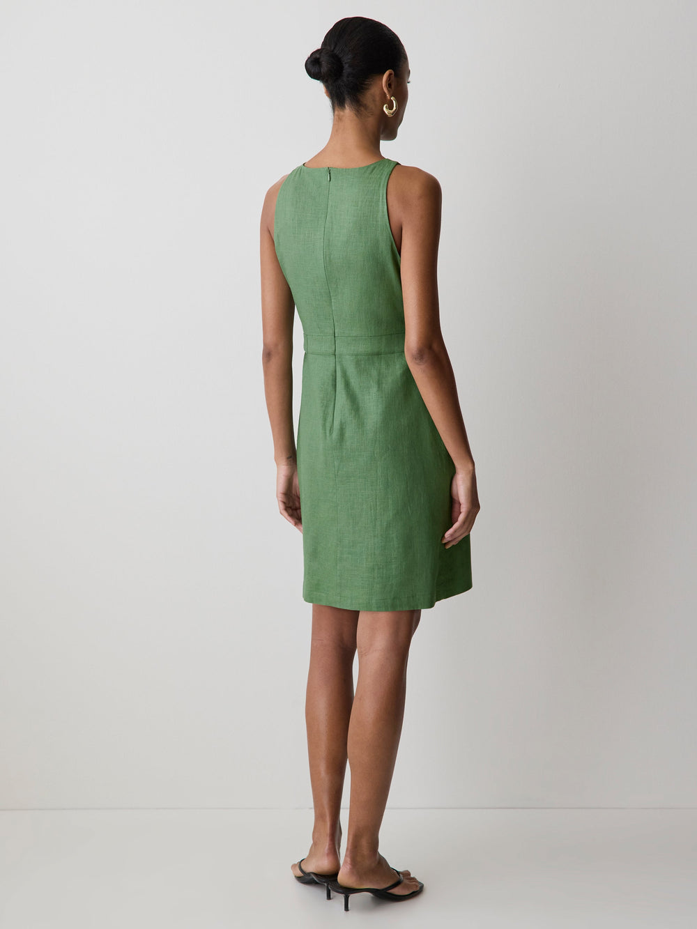 RW&CO Sleeveless Boat-Neck Linen-Blend Midi Dress