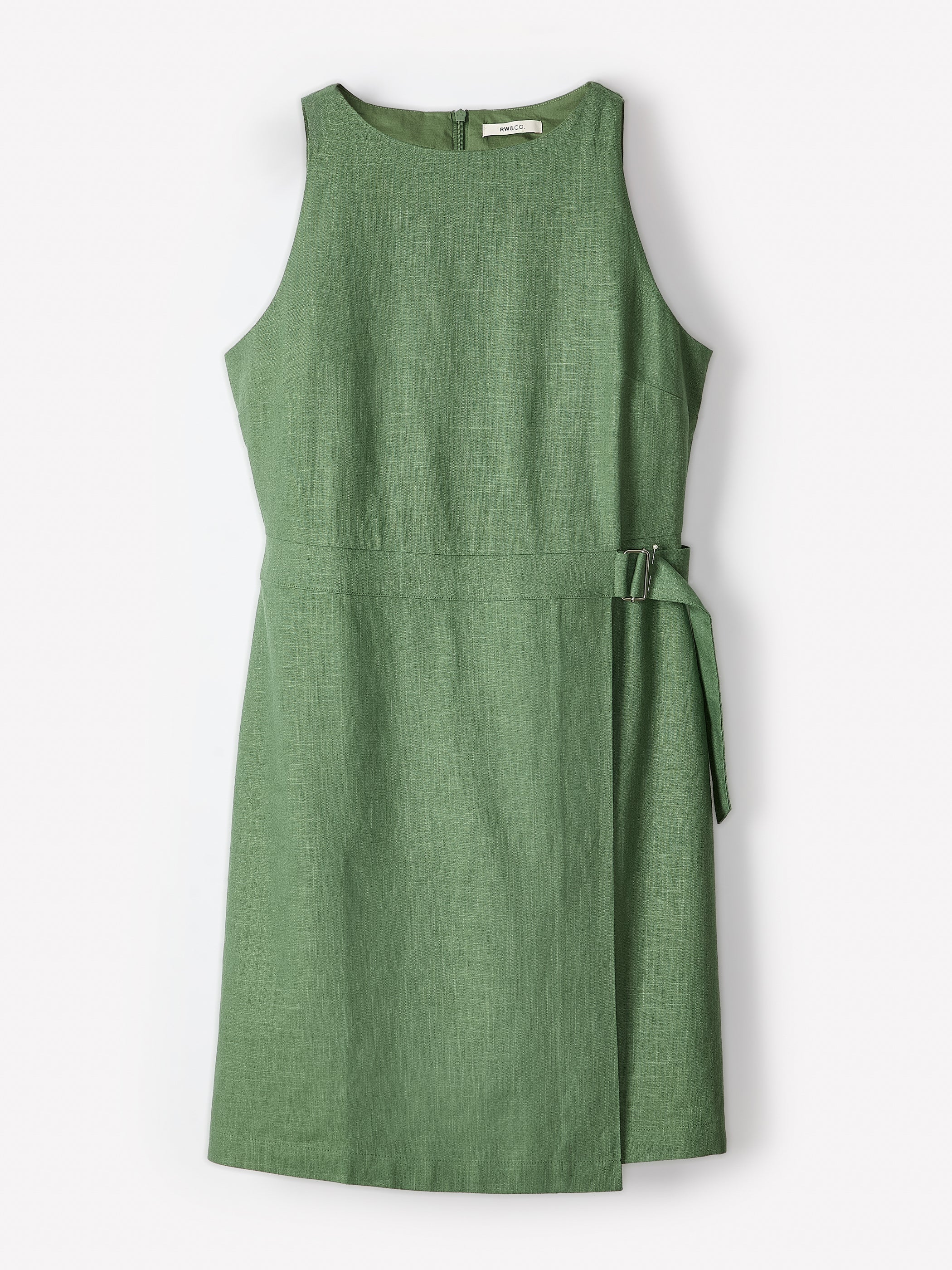 RW&CO Sleeveless Boat-Neck Linen-Blend Midi Dress