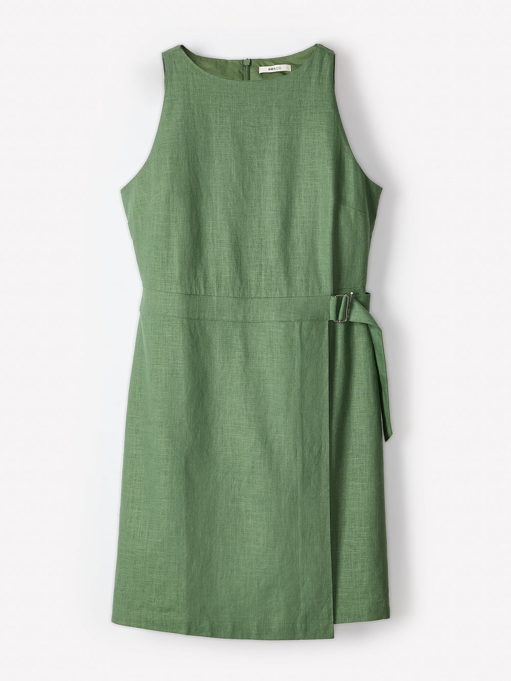 RW&CO Sleeveless Boat-Neck Linen-Blend Midi Dress
