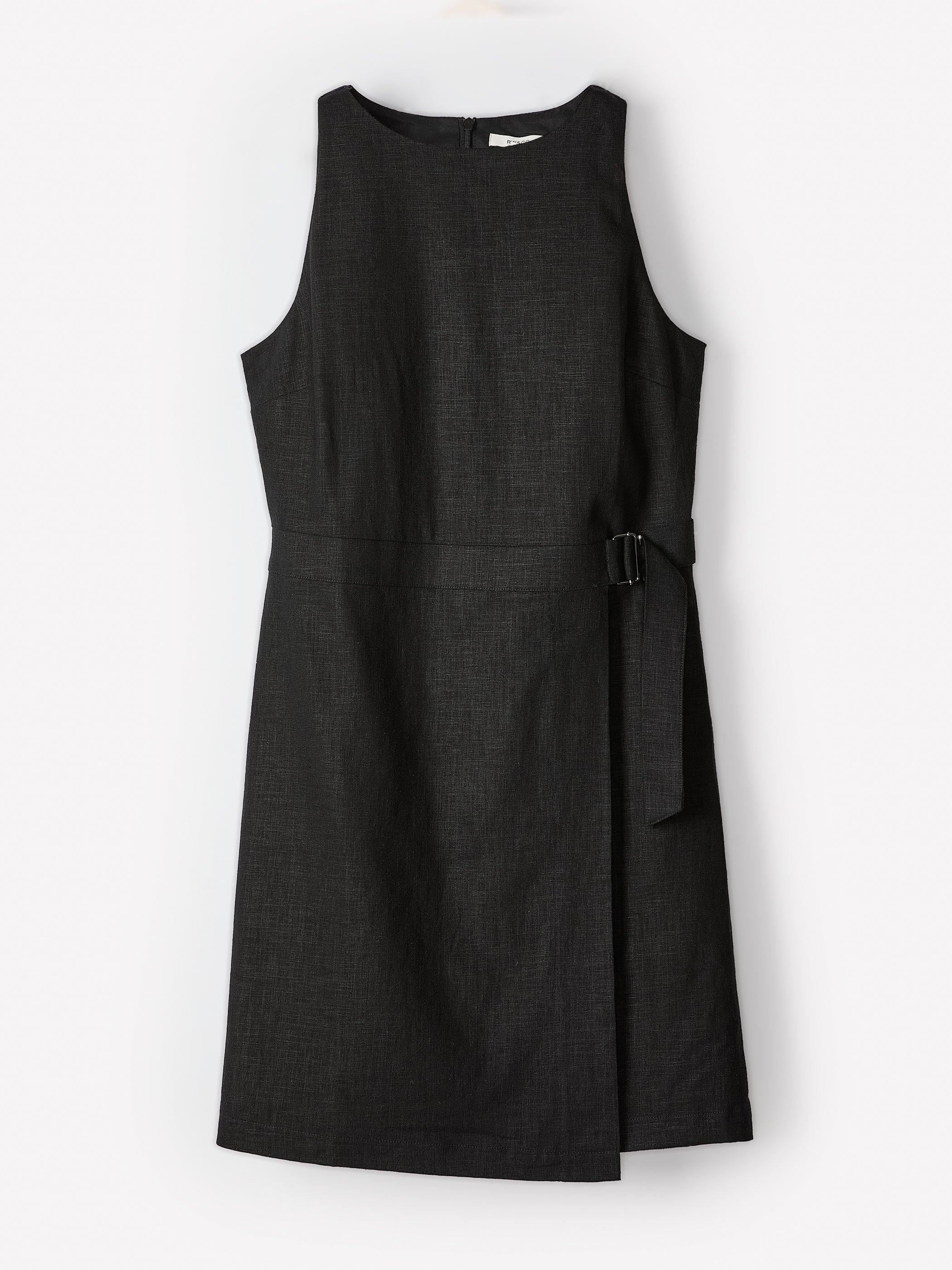 RW&CO Sleeveless Boat-Neck Linen-Blend Midi Dress