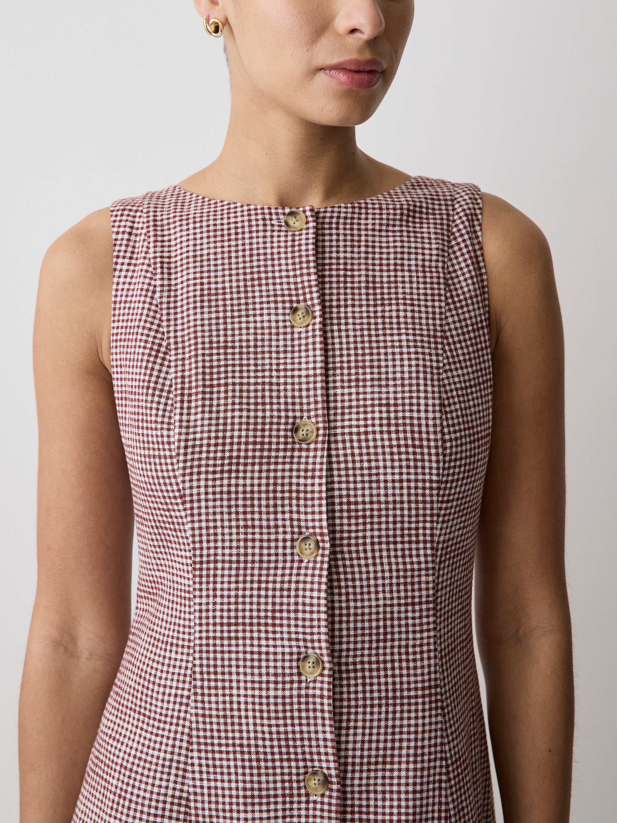 RW&CO Sleeveless Crew-Neck Linen-Blend Midi Dress