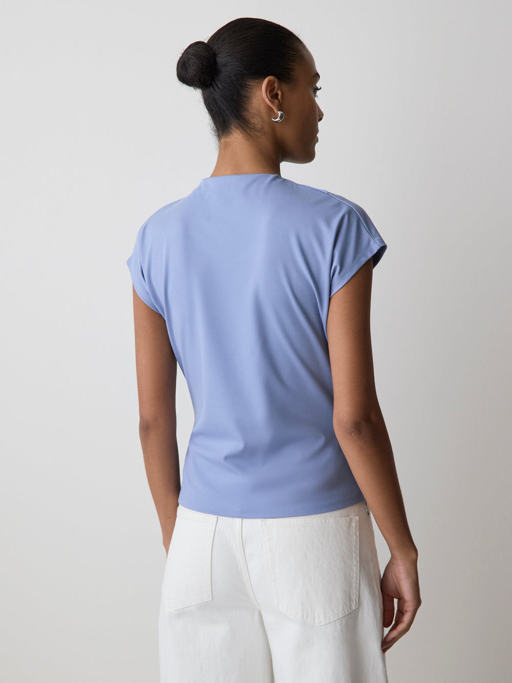 RW&CO Extended-Sleeve Crew-Neck Draped Top