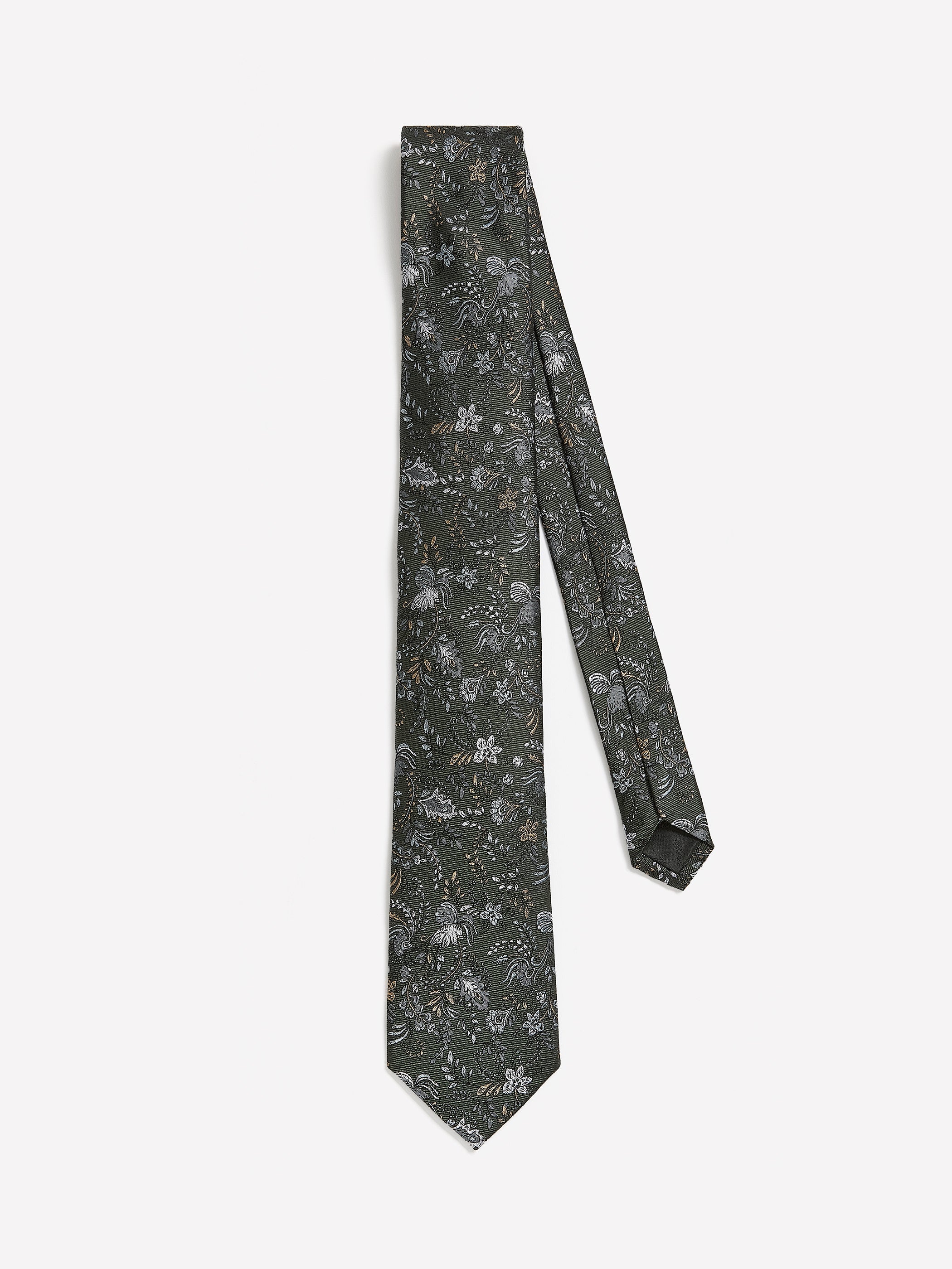 RW&CO Green Regular Tie with Floral Pattern
