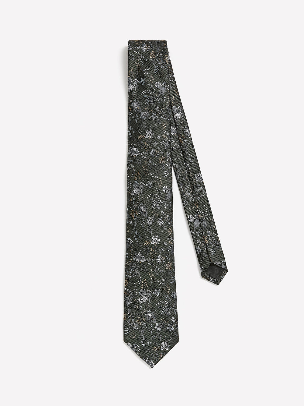 RW&CO Green Regular Tie with Floral Pattern