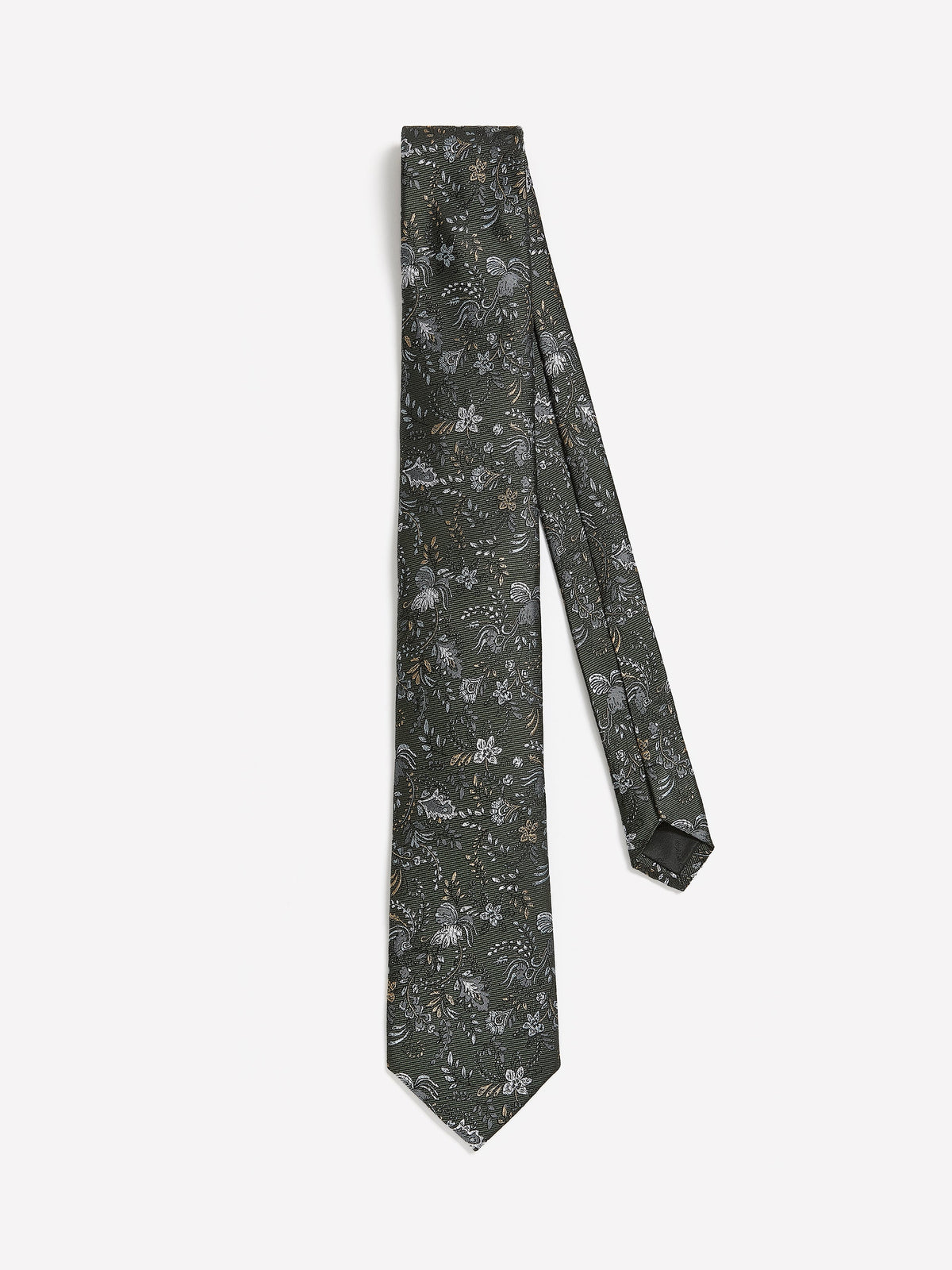 RW&CO Green Regular Tie with Floral Pattern