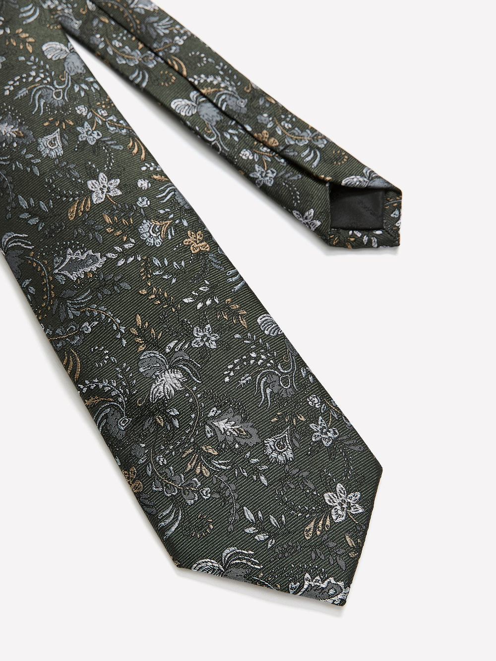 RW&CO Green Regular Tie with Floral Pattern