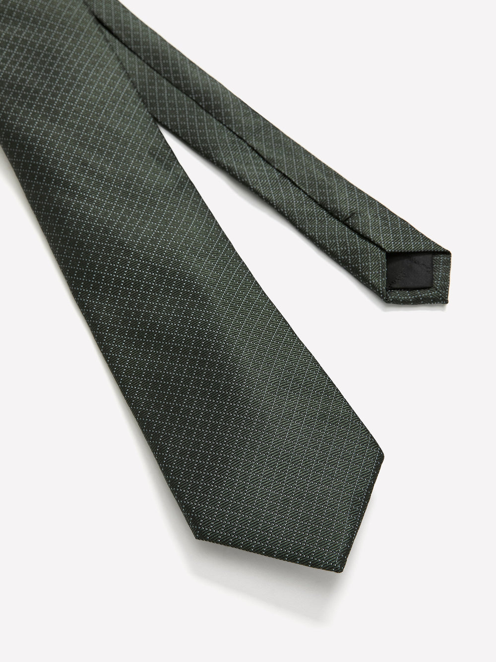 RW&CO Dark Green Regular Tie with Square Geometric Pattern