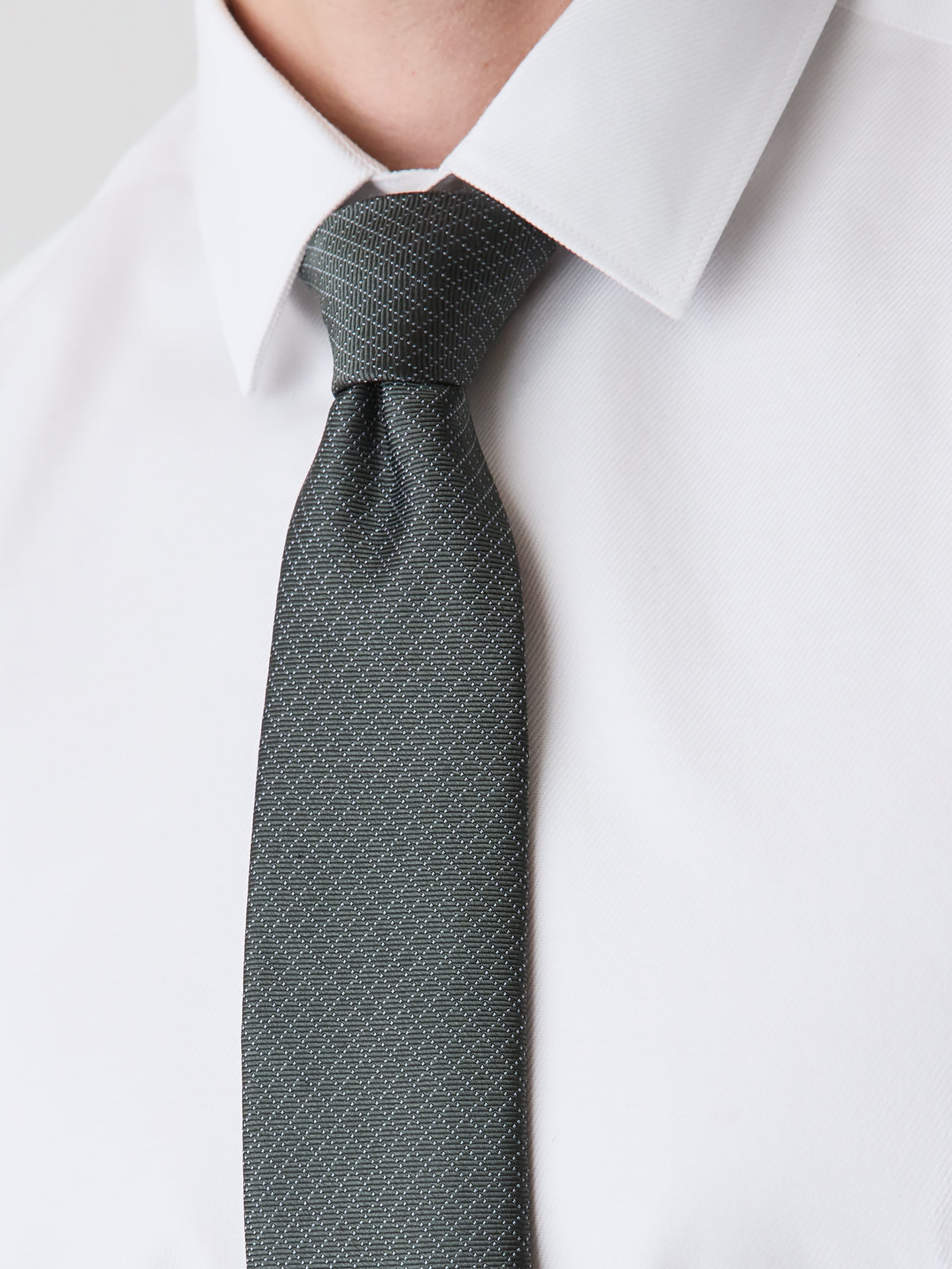 RW&CO Dark Green Regular Tie with Square Geometric Pattern