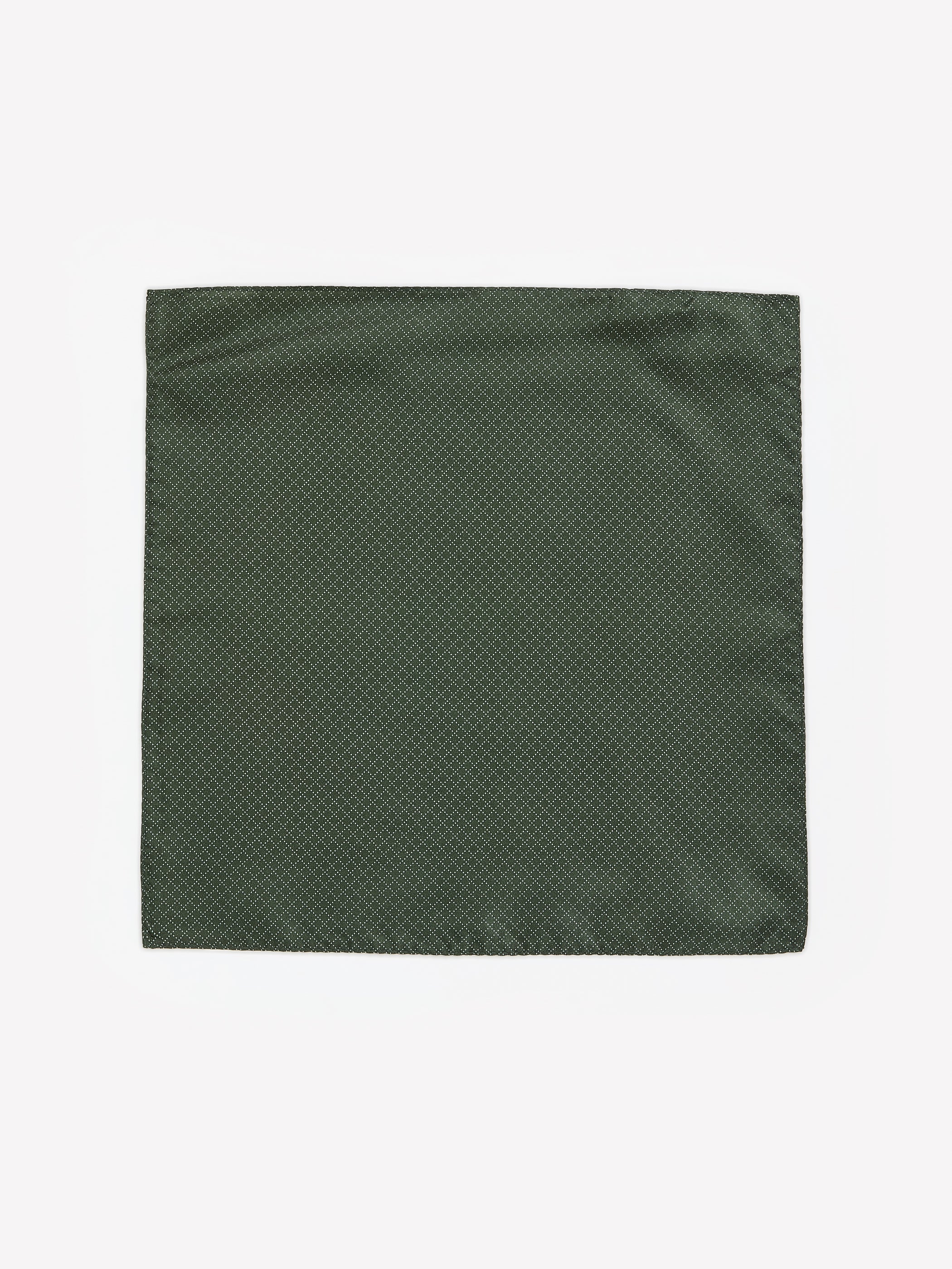 RW&CO Dark Green Handkerchief with Square Geometric Pattern