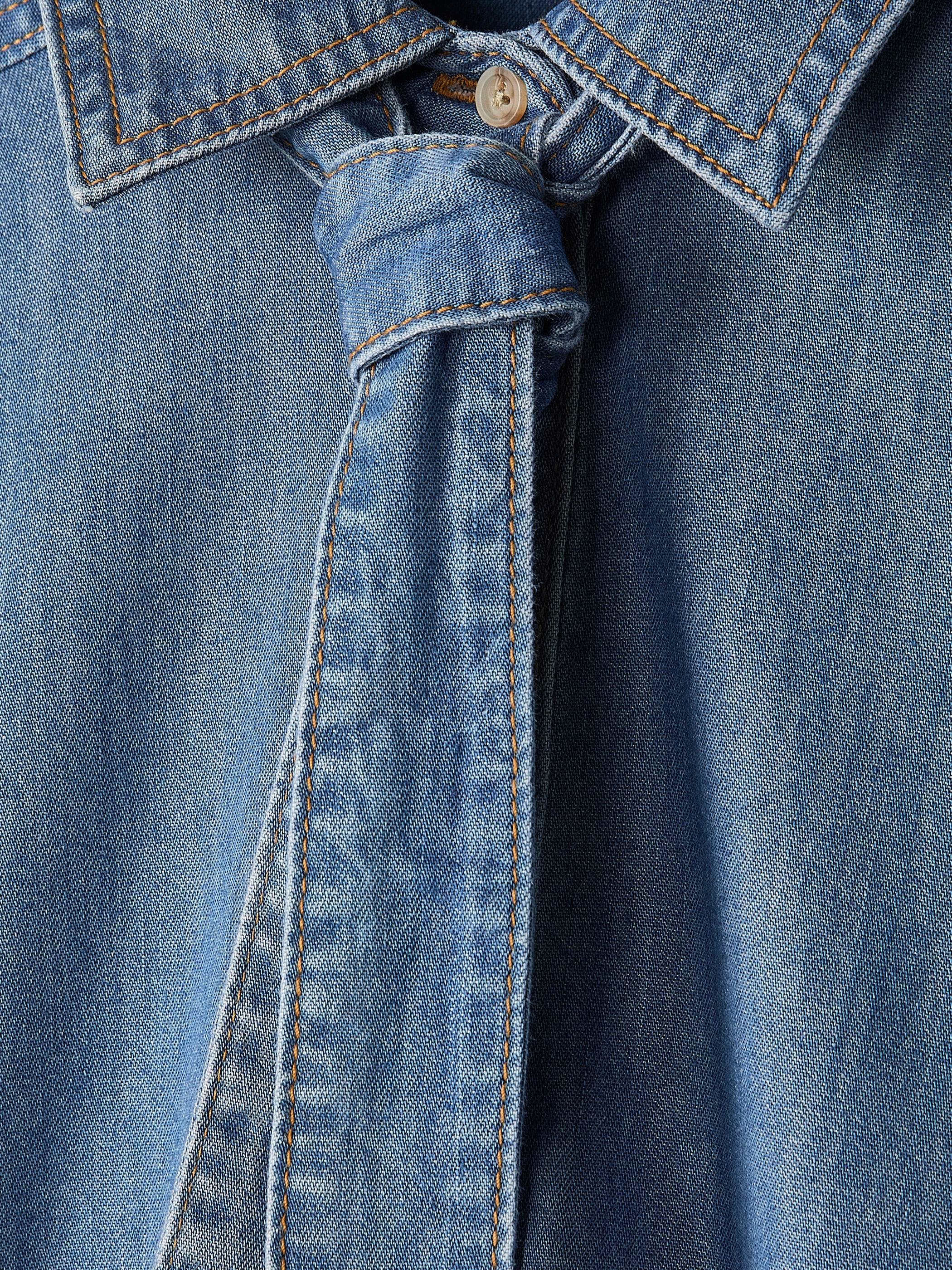 RW&CO Short-Sleeve Denim Blouse with Shirt Collar