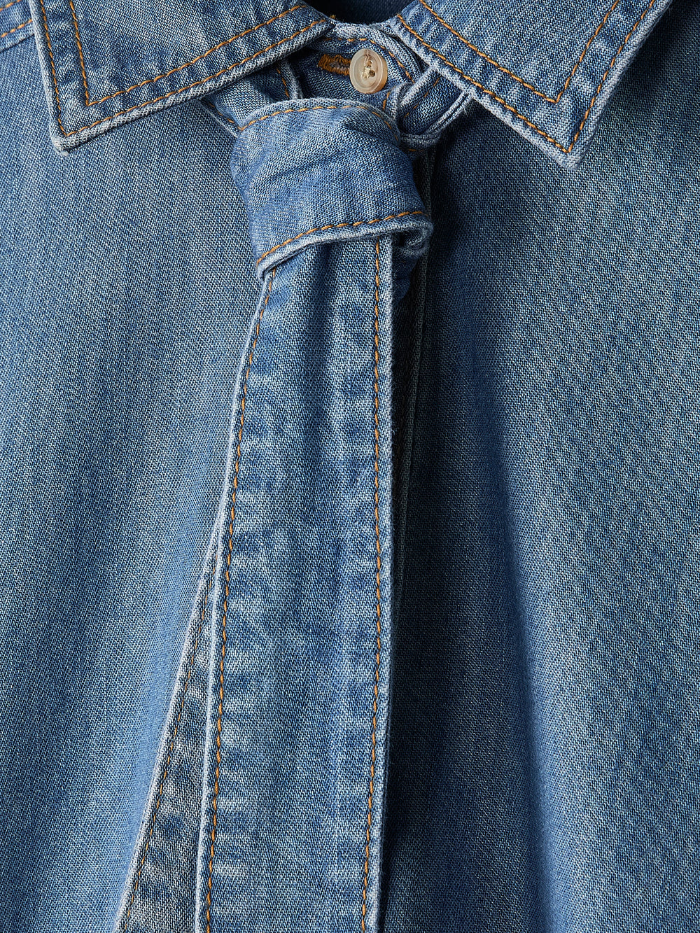RW&CO Short-Sleeve Denim Blouse with Shirt Collar