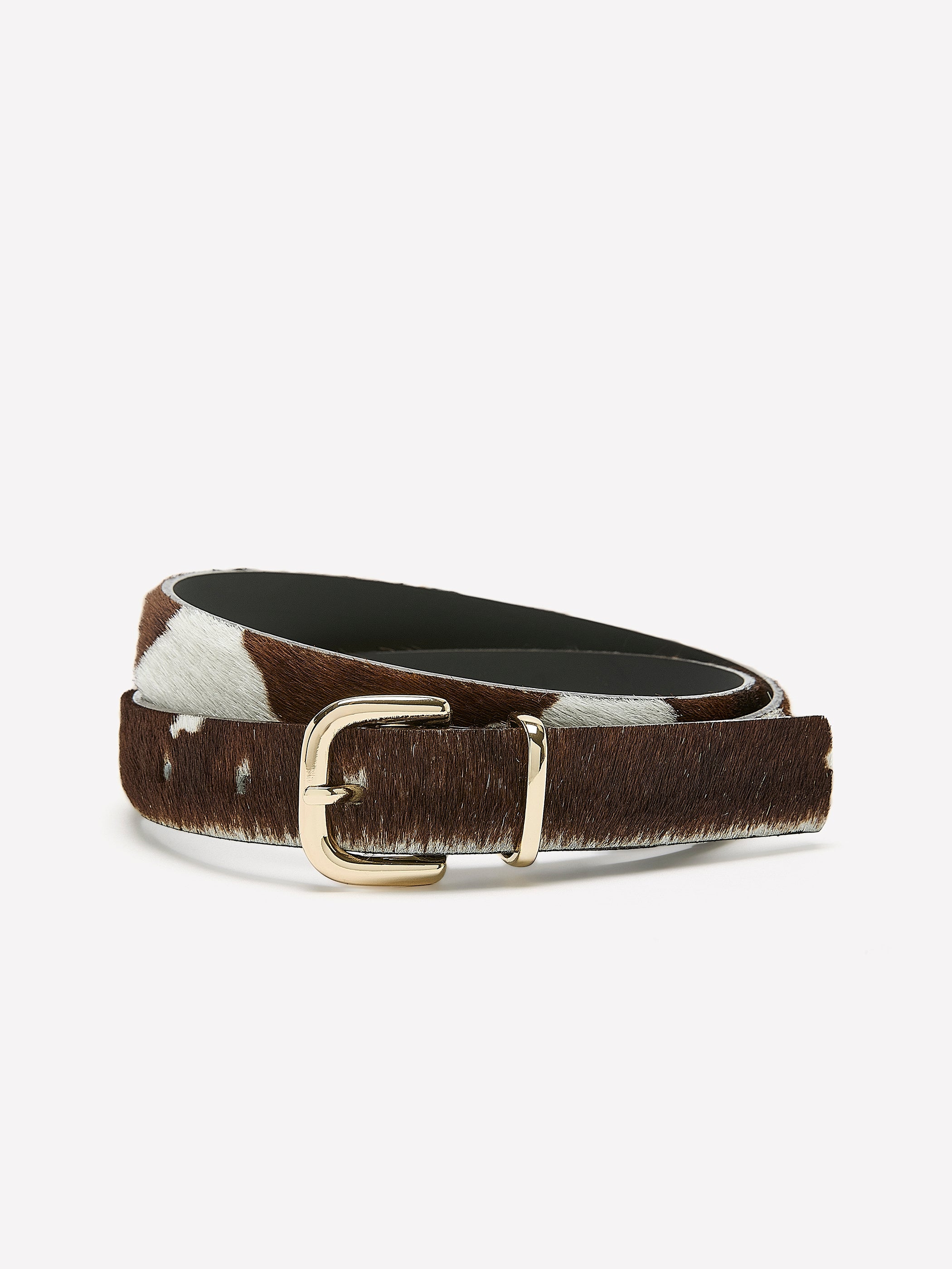 RW&CO Leather Belt with Cow Print Pattern